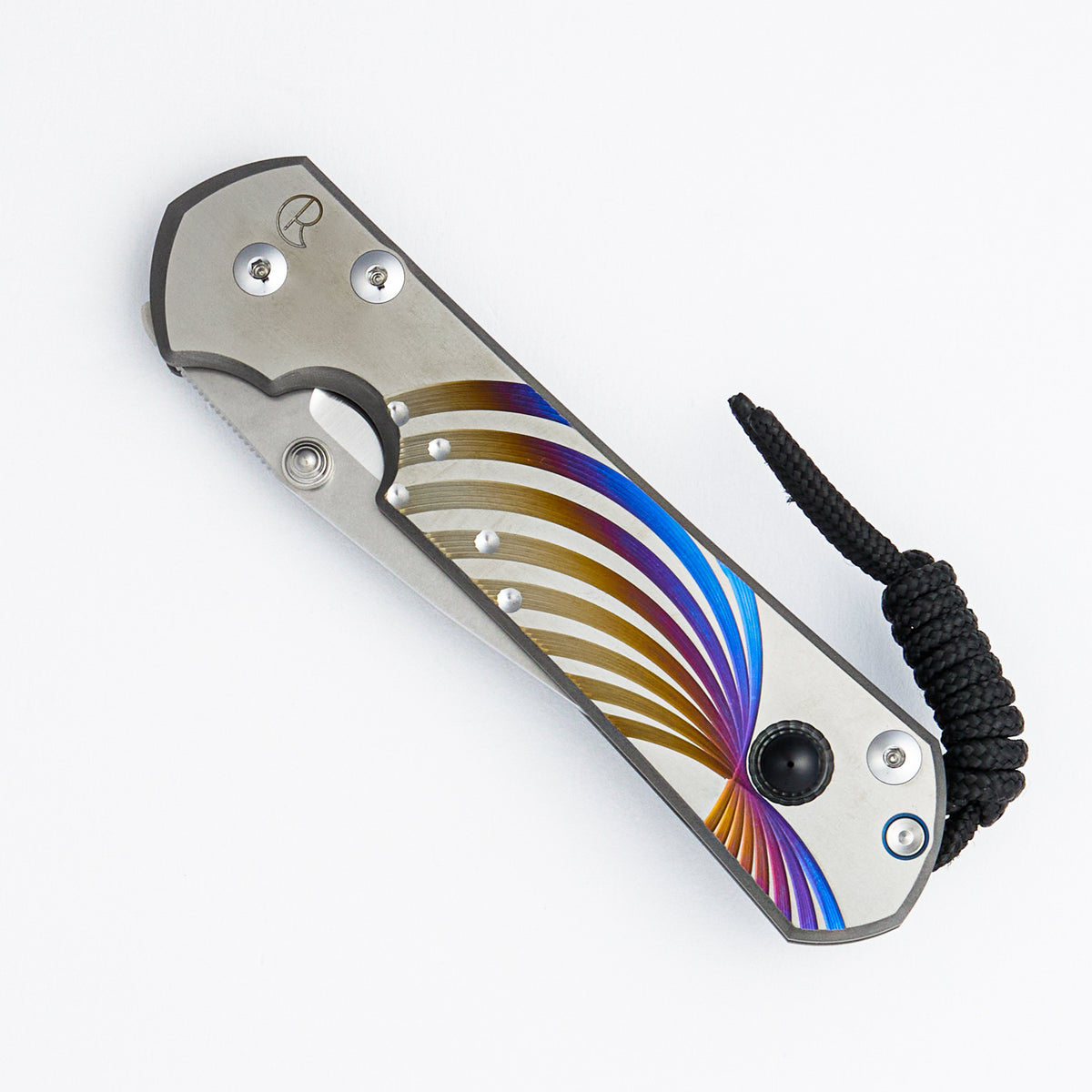 Large Sebenza 31 Unique Graphic - Polished Drop Point CPM MagnaCut Blade - Onyx - Silver Single Thumb Lug