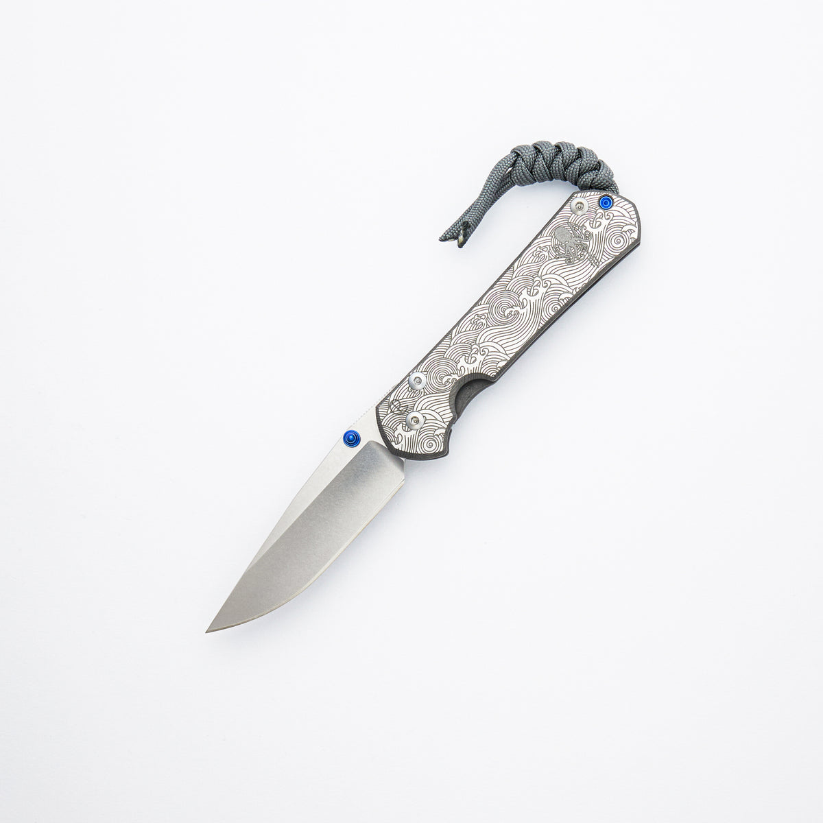 Small Sebenza 31 Prometheus Design Werx - Drop Point CPM MagnaCut Blade - "Wave" - Blue Double Thumb Lugs