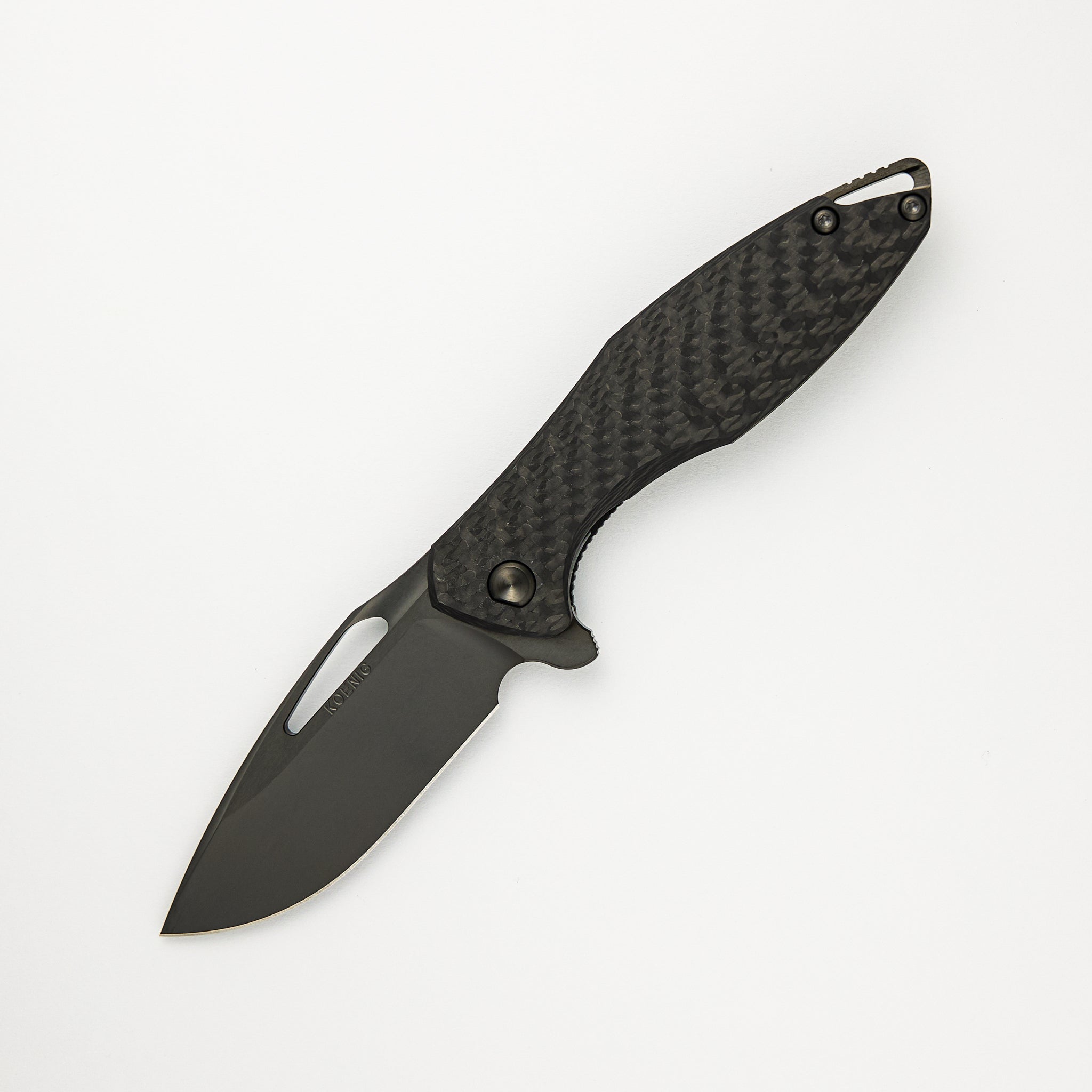 Koenig Knives Arius - 2024 Blade Show Exclusive - Carbon Fiber/DLC Titanium Handle - DLC Brightwashed W/ Polished Flats MagnaCut Blade