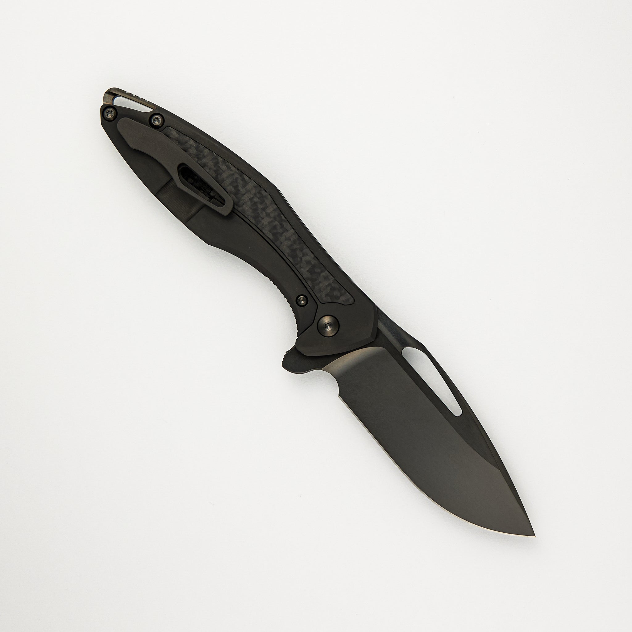 Koenig Knives Arius - 2024 Blade Show Exclusive - Carbon Fiber/DLC Titanium Handle - DLC Brightwashed W/ Polished Flats MagnaCut Blade