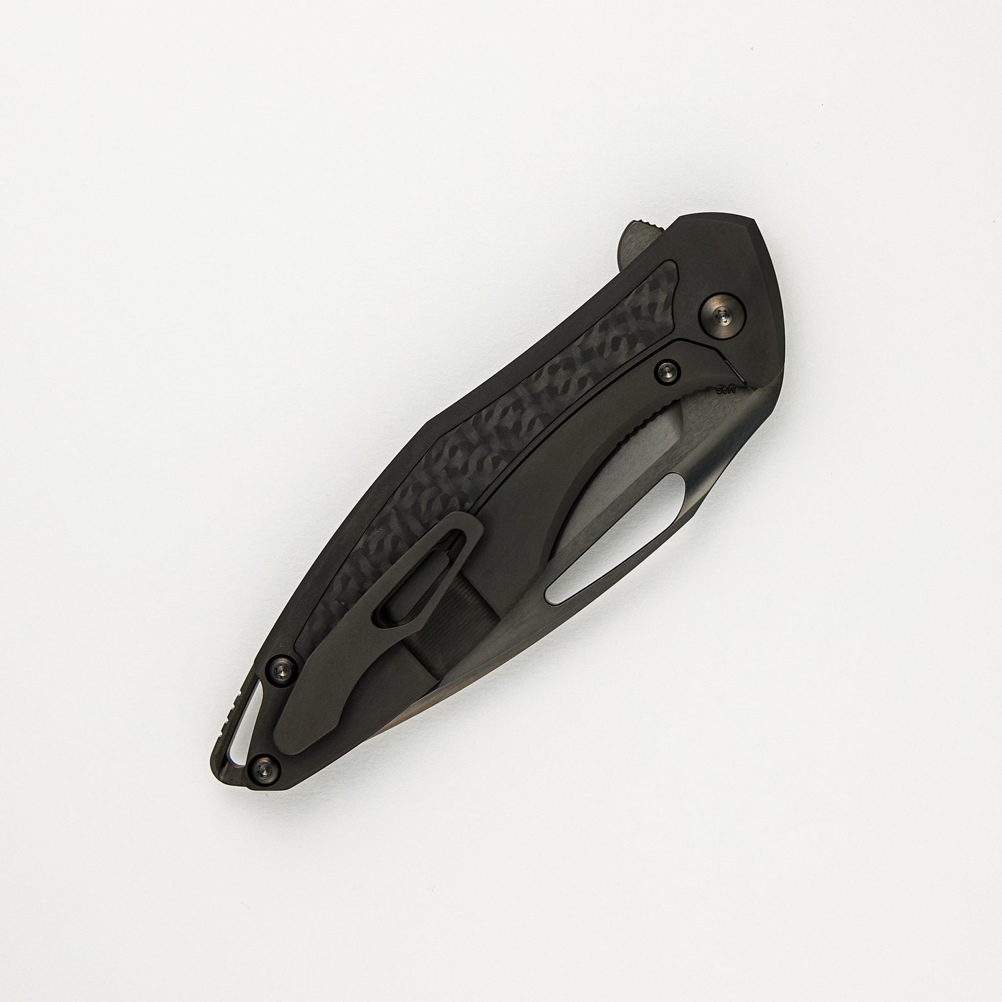 Arius - 2024 Blade Show Exclusive - Carbon Fiber/DLC Titanium Handle - DLC Brightwashed W/ Polished Flats MagnaCut Blade