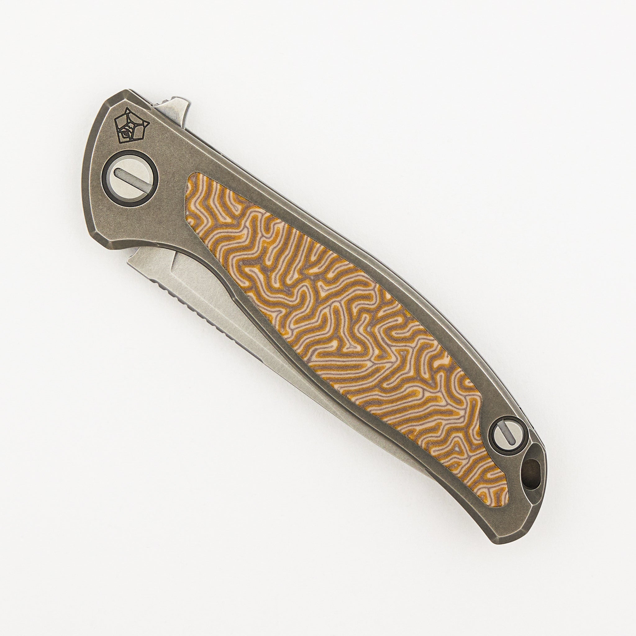F95NL - Cromax PM Blade - Titanium Handle - Yellow Crazy Micarta Inlays - SRB