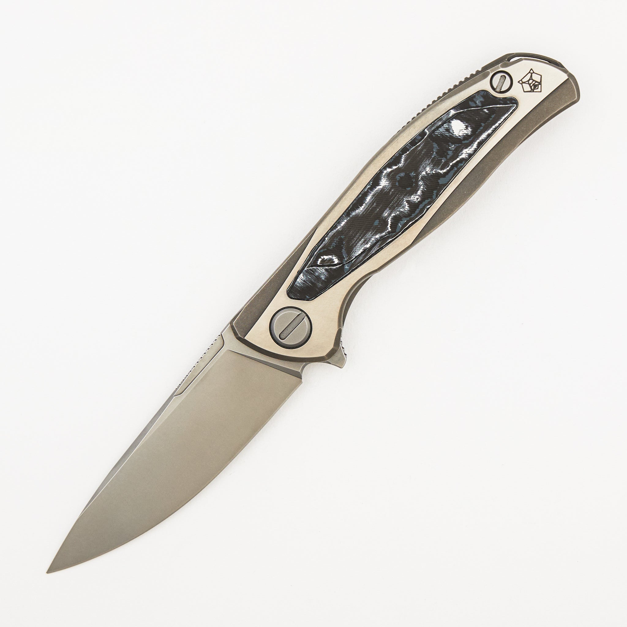 F95R NL - M390 Blade - Titanium Handle - White Storm Carbon Fiber Inlays - MRBS
