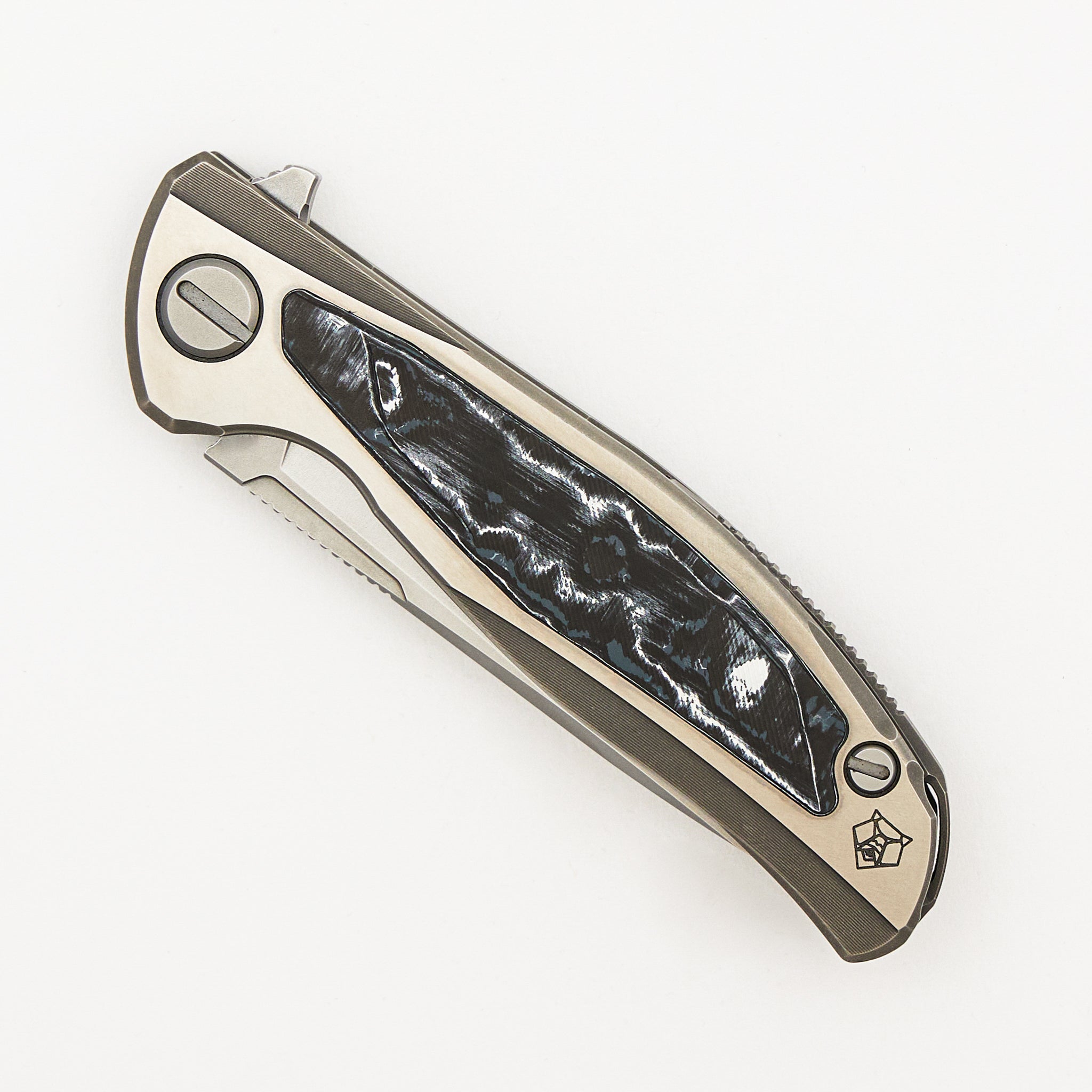 F95R NL - M390 Blade - Titanium Handle - White Storm Carbon Fiber Inlays - MRBS