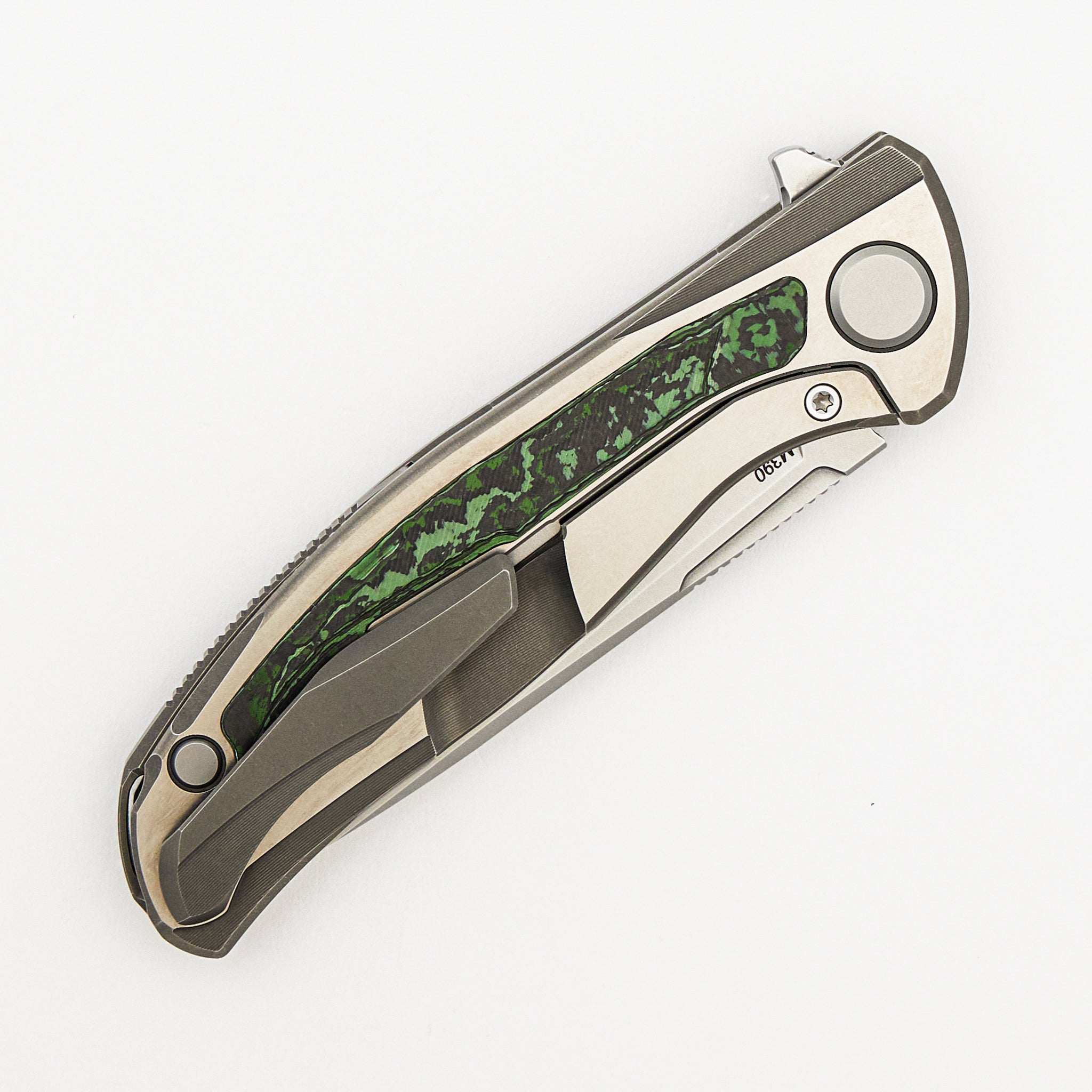F95R NL - M390 Blade - Titanium Handle - Jungle Wear Carbon Fiber Inlays - MRBS