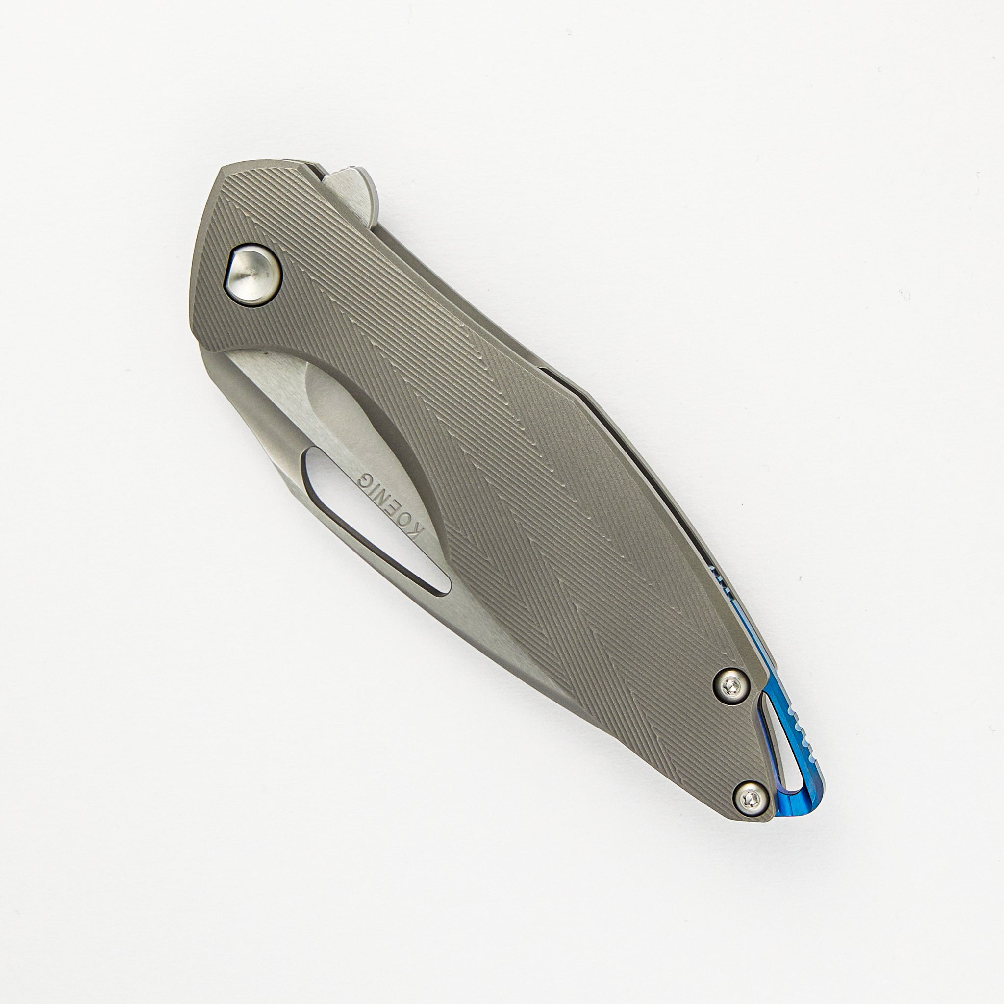 Arius - Patterned Titanium Handle - Burnished W/ Polished Flats M390 Blade