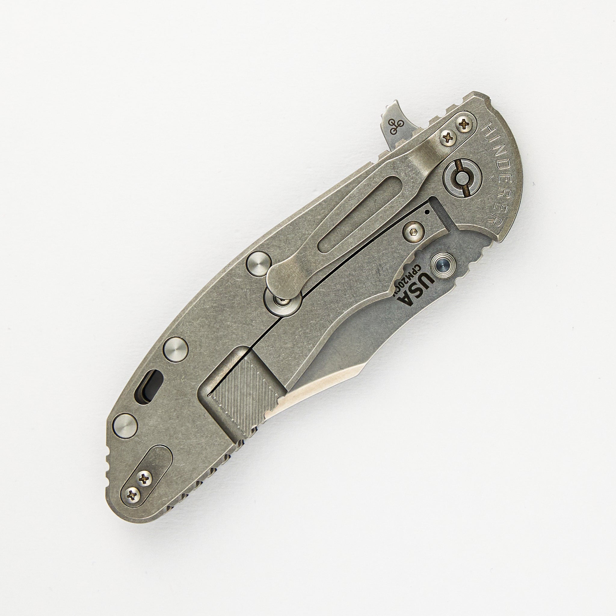 Hinderer Knives XM-24 4.0″ – Bowie CPM 20CV Blade – Tri-Way – Stonewash – Black G10