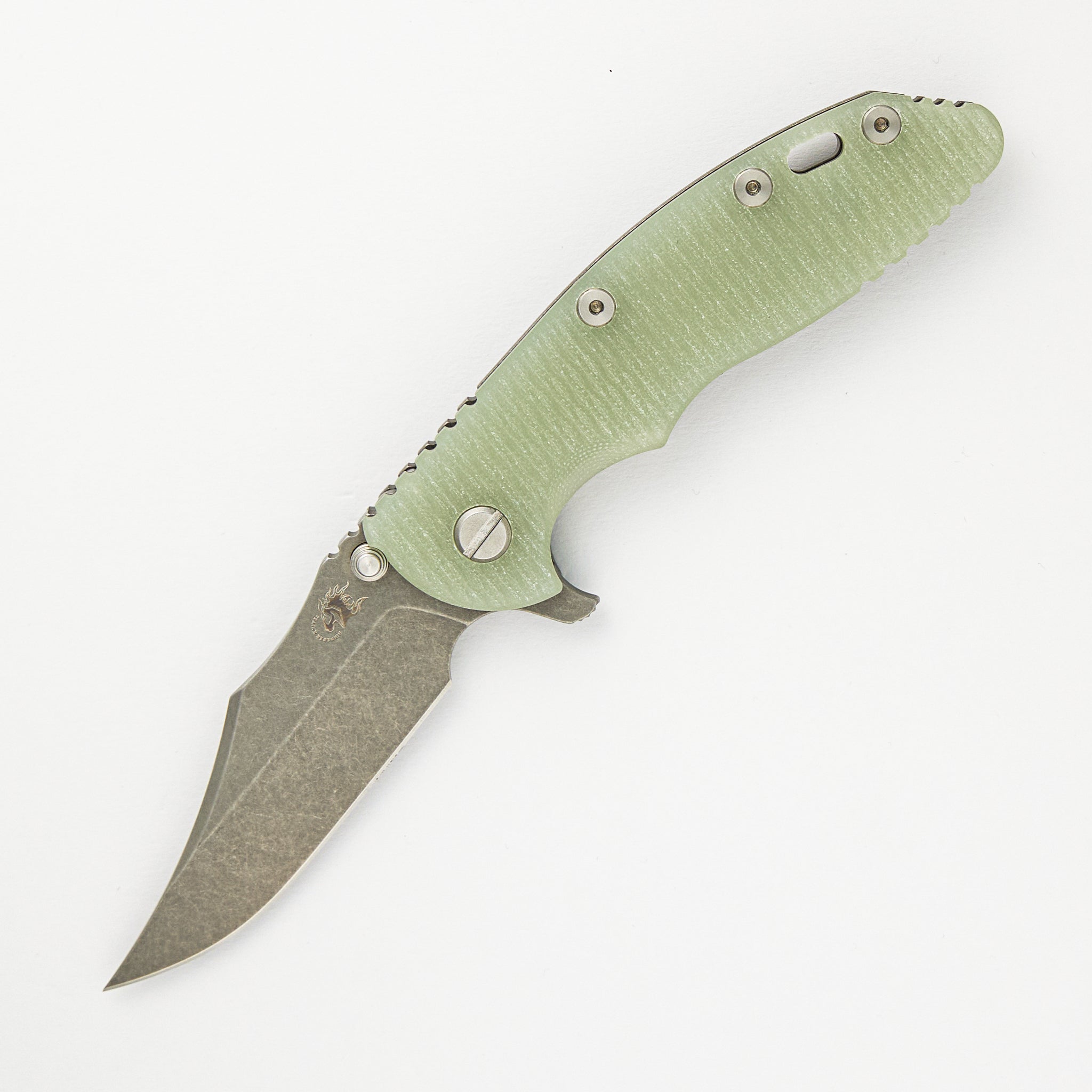 Hinderer Knives XM-18 3.5" Bowie CPM 20CV Blade - Tri-Way - Working Finish - Translucent Green G10