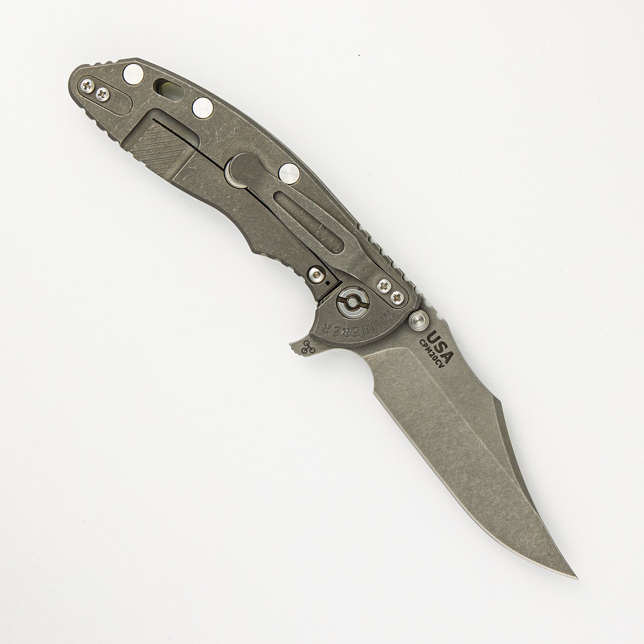 Hinderer Knives XM-18 3.5" Bowie CPM 20CV Blade - Tri-Way - Working Finish - Translucent Green G10