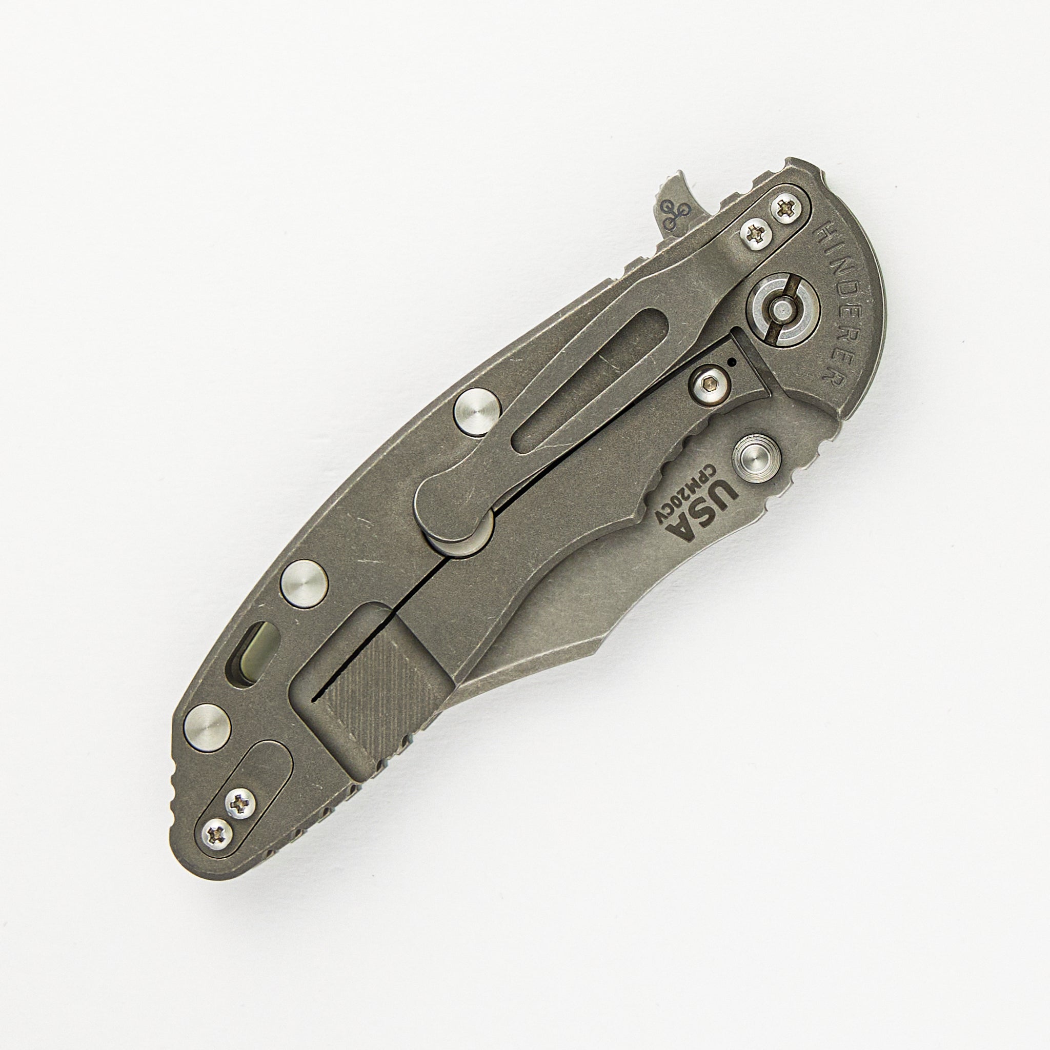 Hinderer Knives XM-18 3.5" Bowie CPM 20CV Blade - Tri-Way - Working Finish - Translucent Green G10