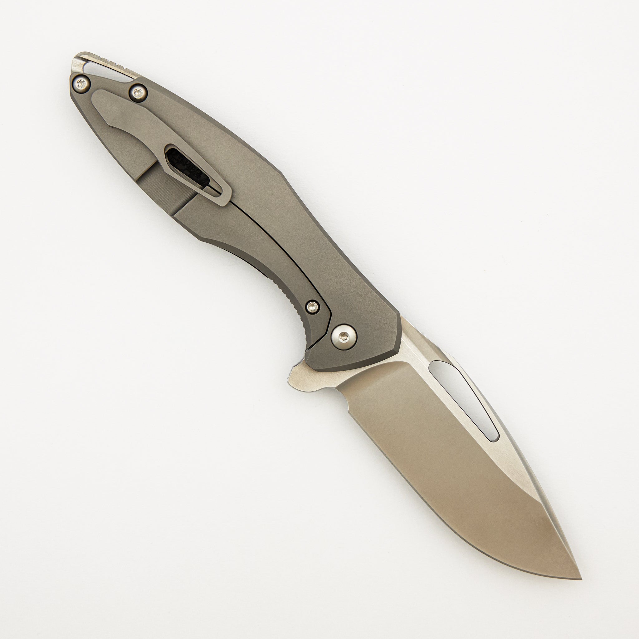Arius - Brightwashed W/ Polished Flats M390 Blade - Smooth Carbon Fiber Handle