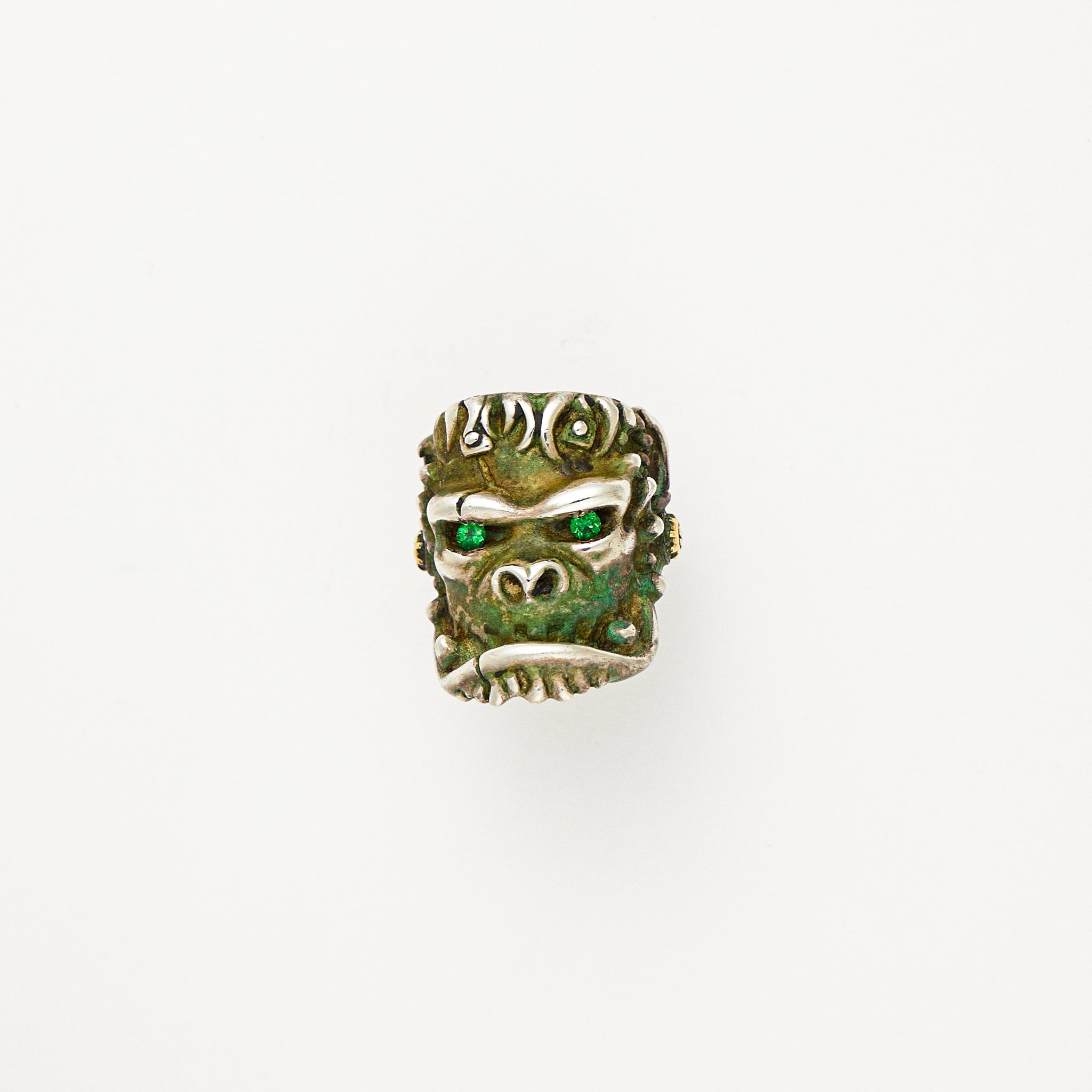 Frankenchimp Puncher W/ Tsavorite Eyes Halloween 2023 Ring - Ag/18k