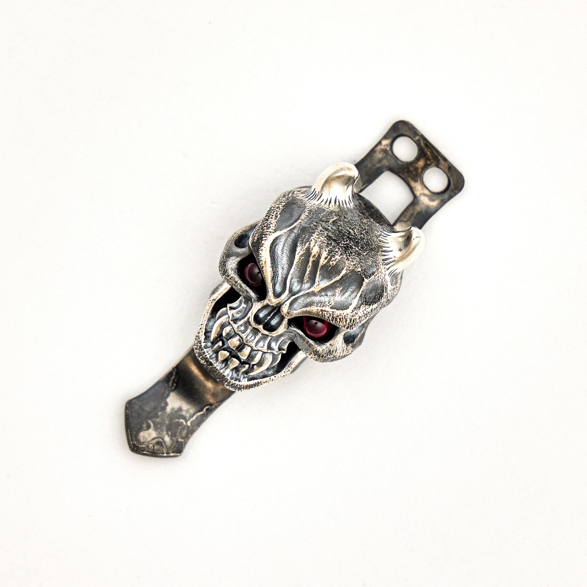 Silver Vigilant Hannya W/ Red Eyes Torch Clip