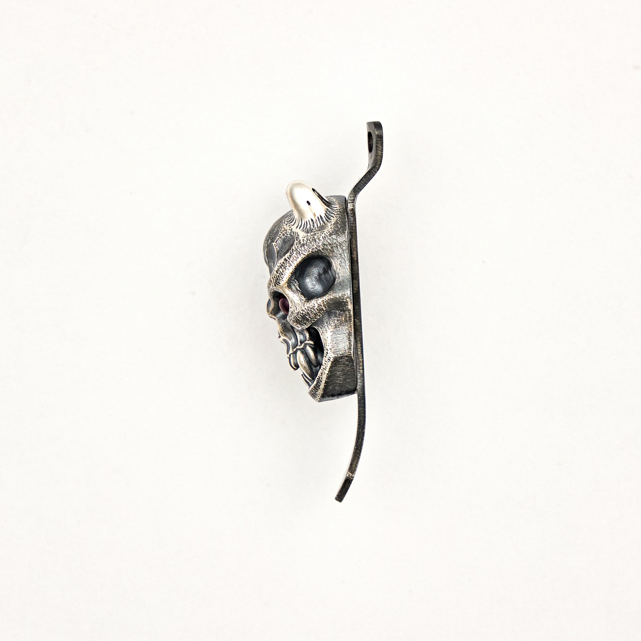Silver Vigilant Hannya W/ Red Eyes Torch Clip