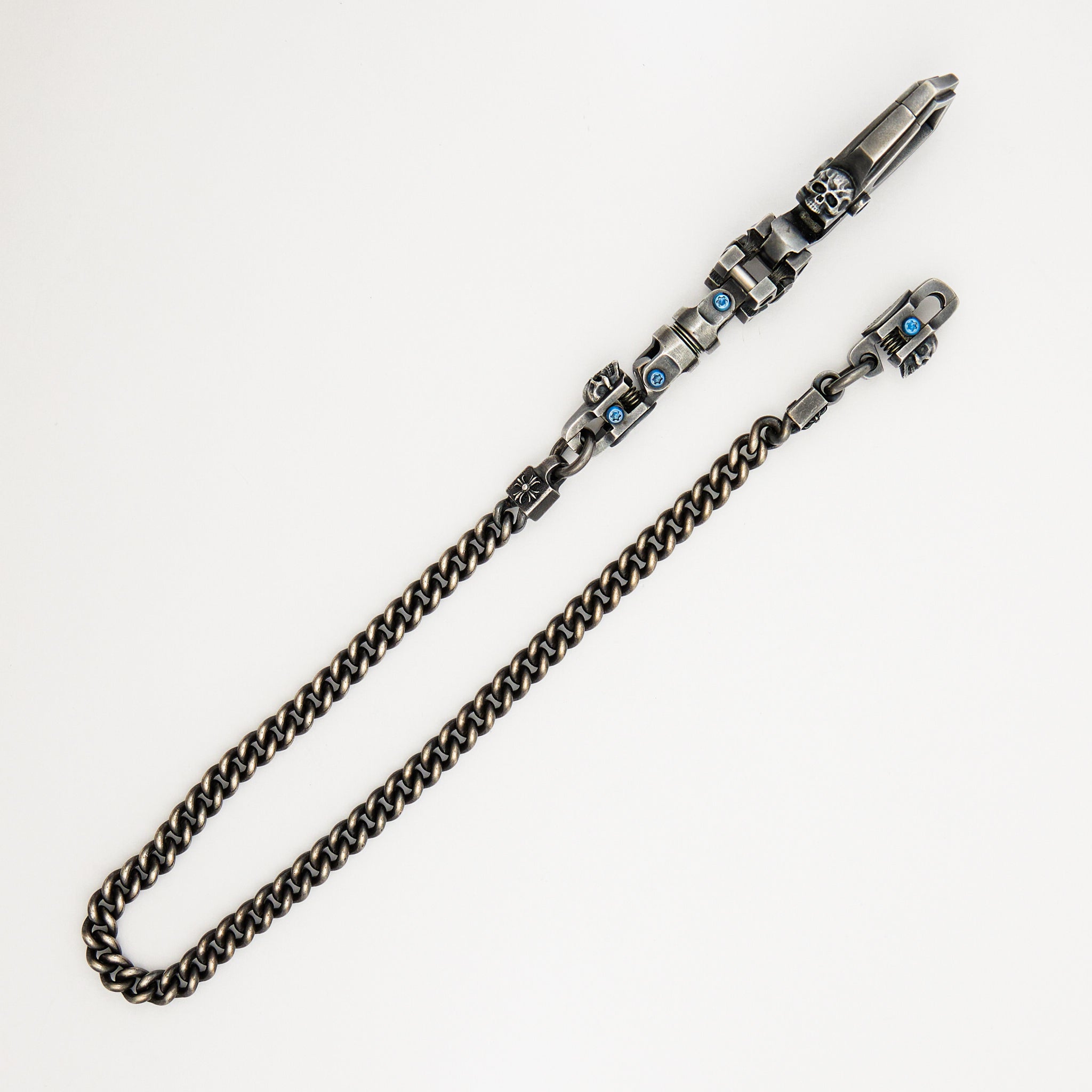 Wallet Chain & Carabiner - Sterling Silver W/ Onyx