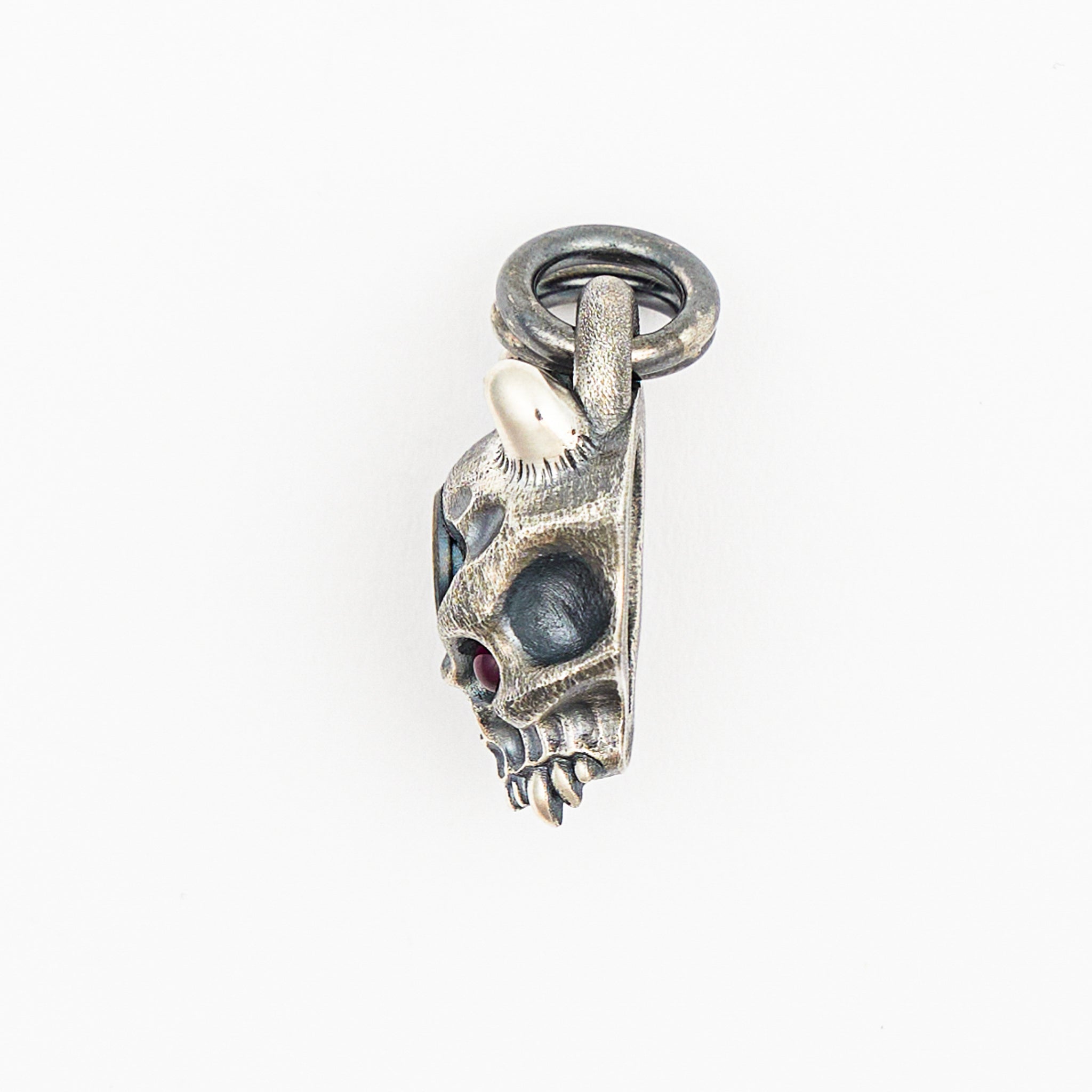 Silver Vigilant Slinger Oni Hard Warrior Pendant W/ Red Eyes