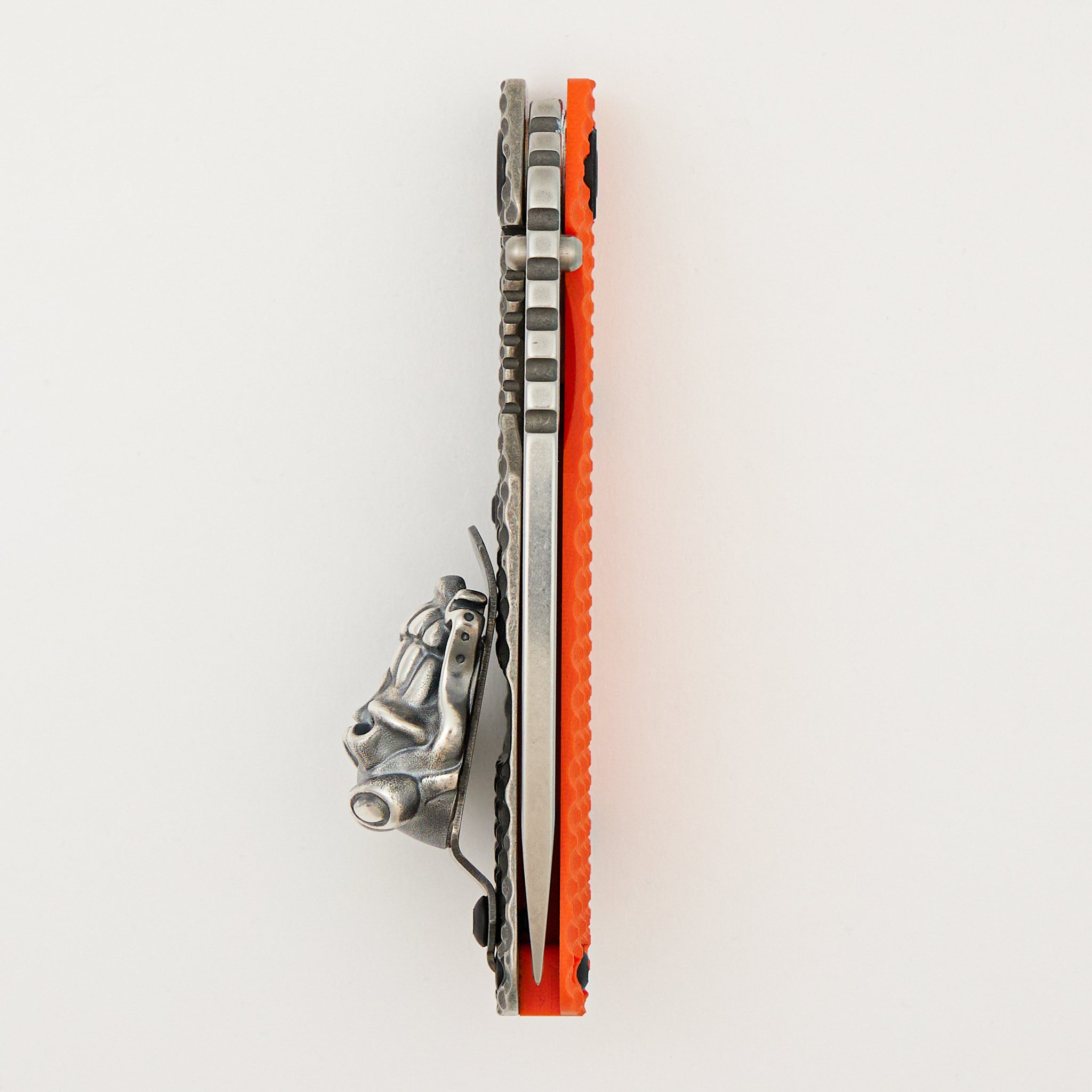 SNG DGG - Drop Point MagnaCut Blade - Titanium/Orange G10 Handle - Starlingear/Steel Flame Collaboration Gooner Clip