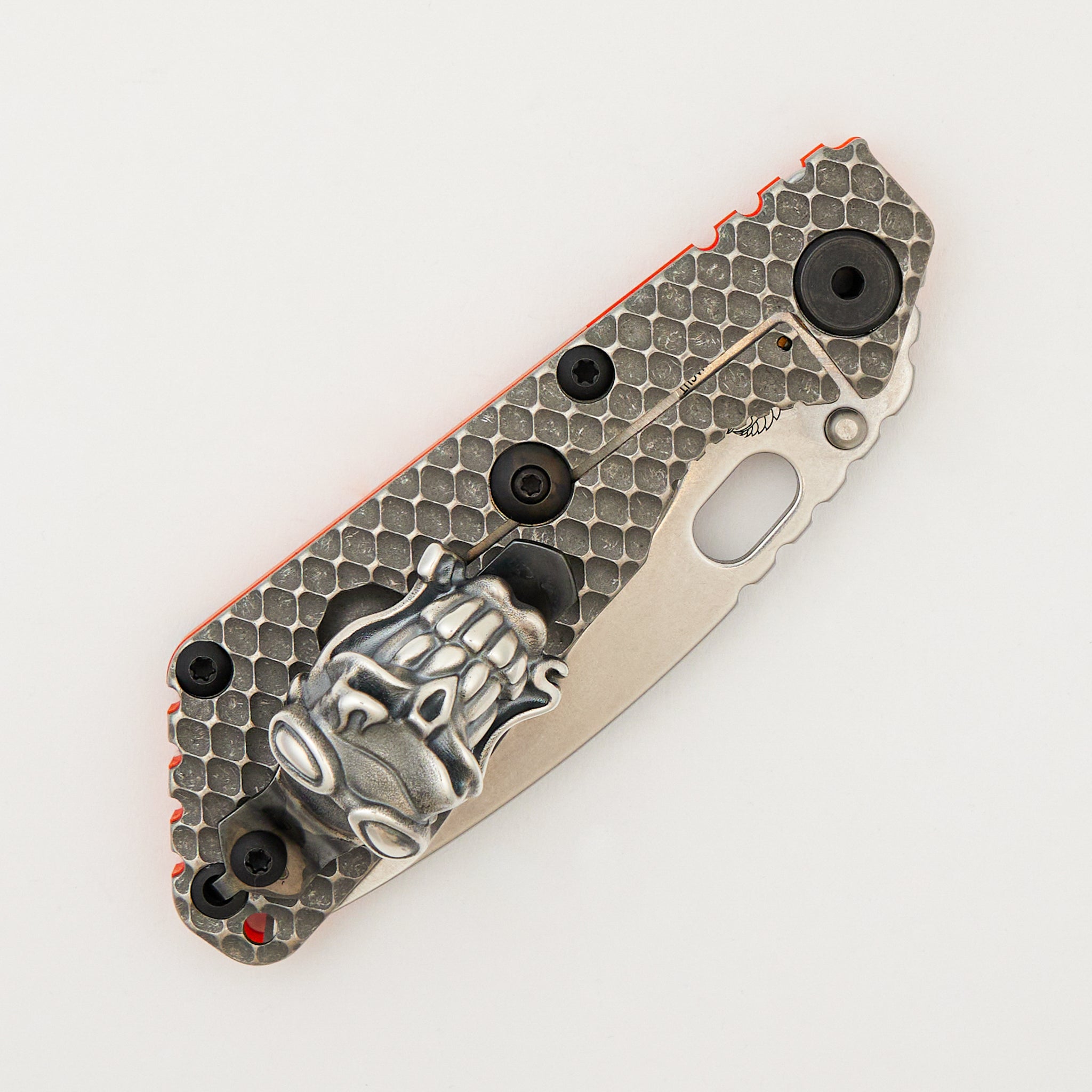 SNG DGG - Drop Point MagnaCut Blade - Titanium/Orange G10 Handle - Starlingear/Steel Flame Collaboration Gooner Clip