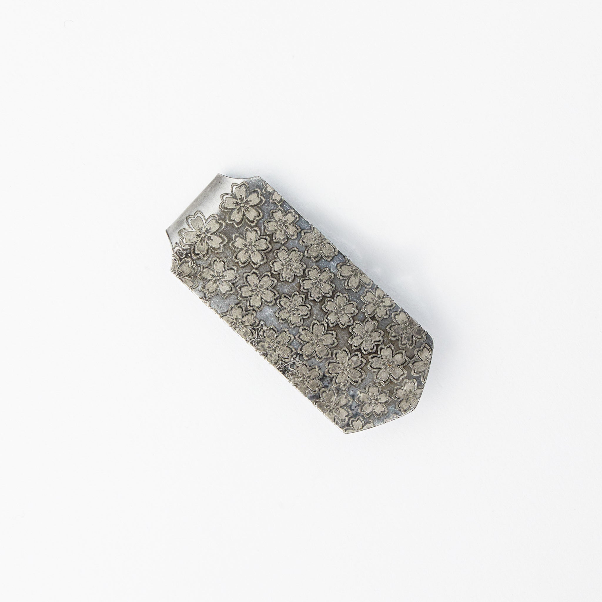 Hard Warrior Silver Money Clip W/ Sakuras