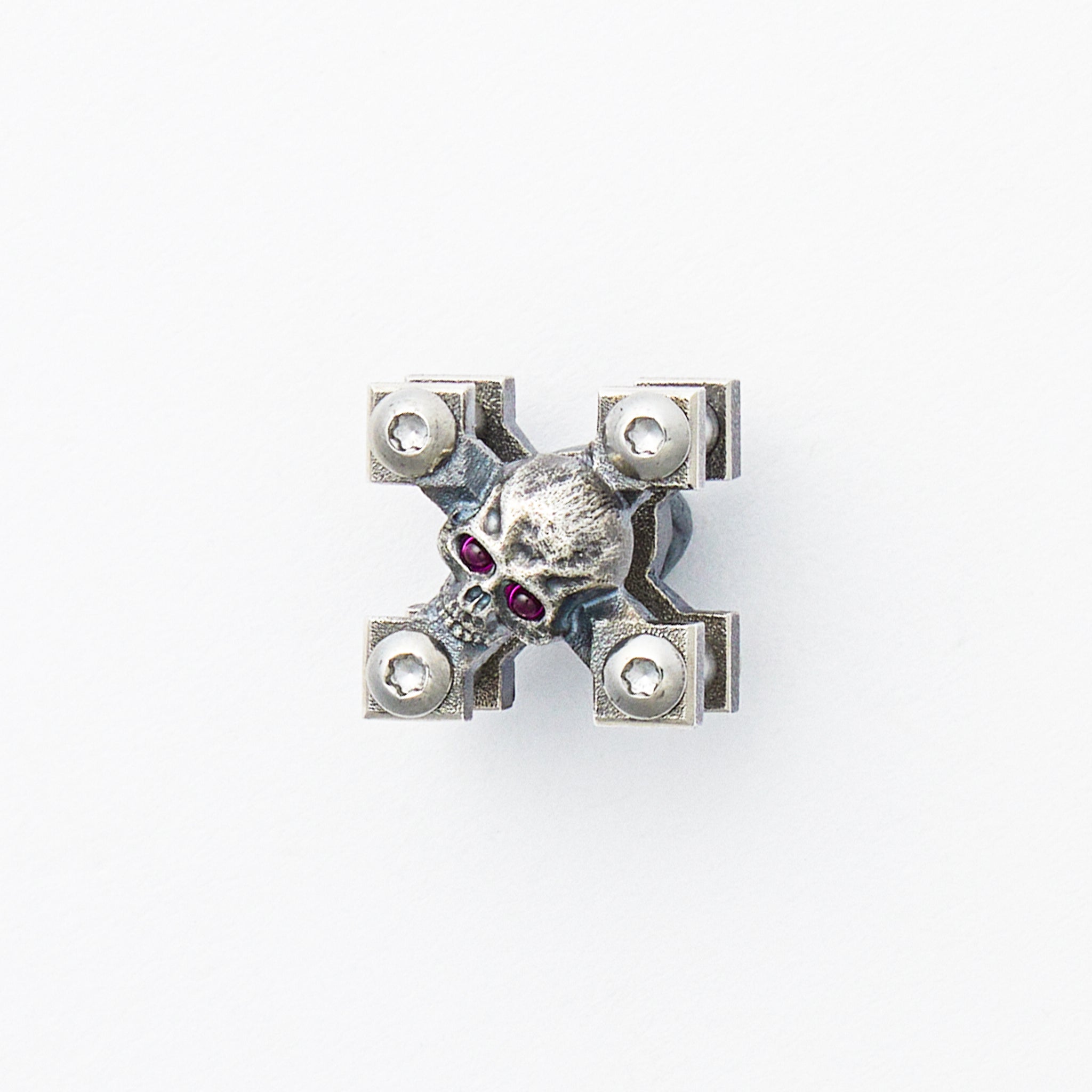Vigilant Silver Warrior W/ Red Eyes Tag Holder Pendant