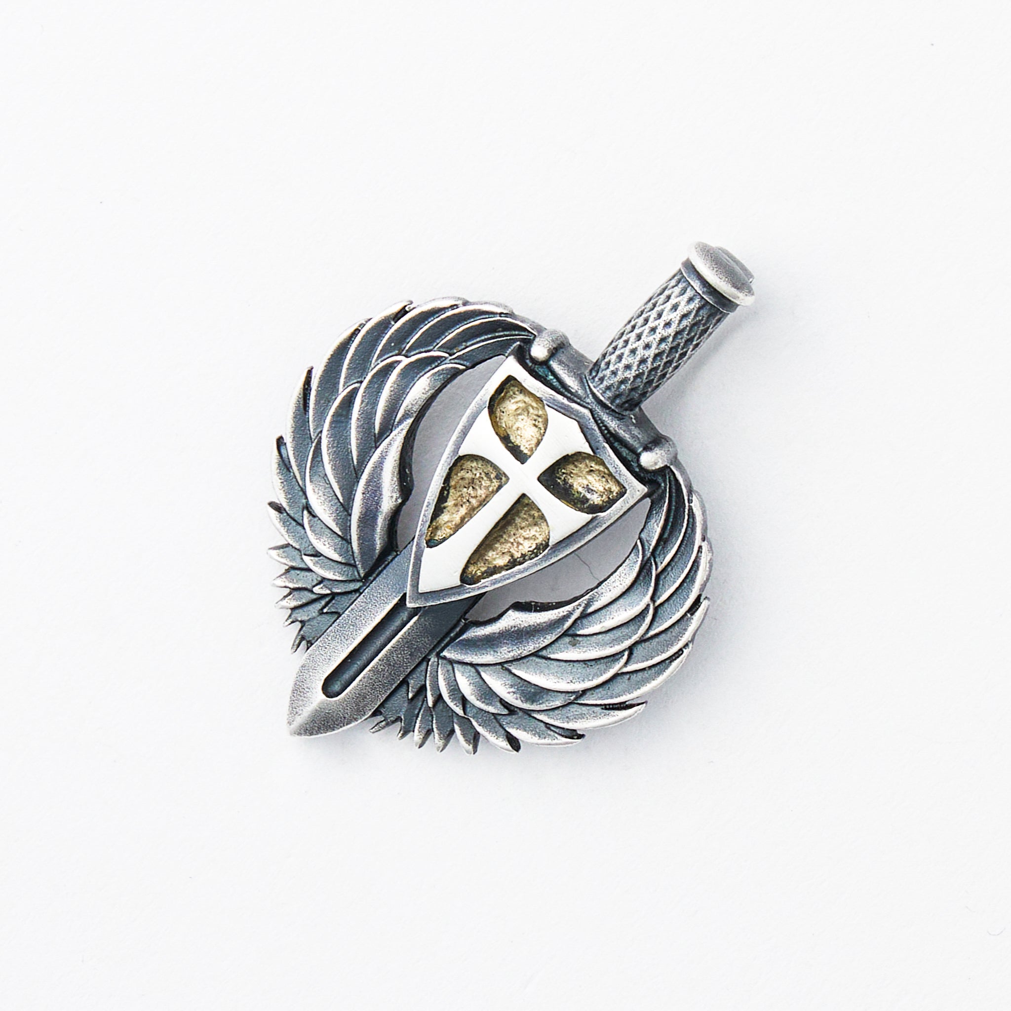 Sancte Michael Large Pendant W/ 18K Cross Semi Custom