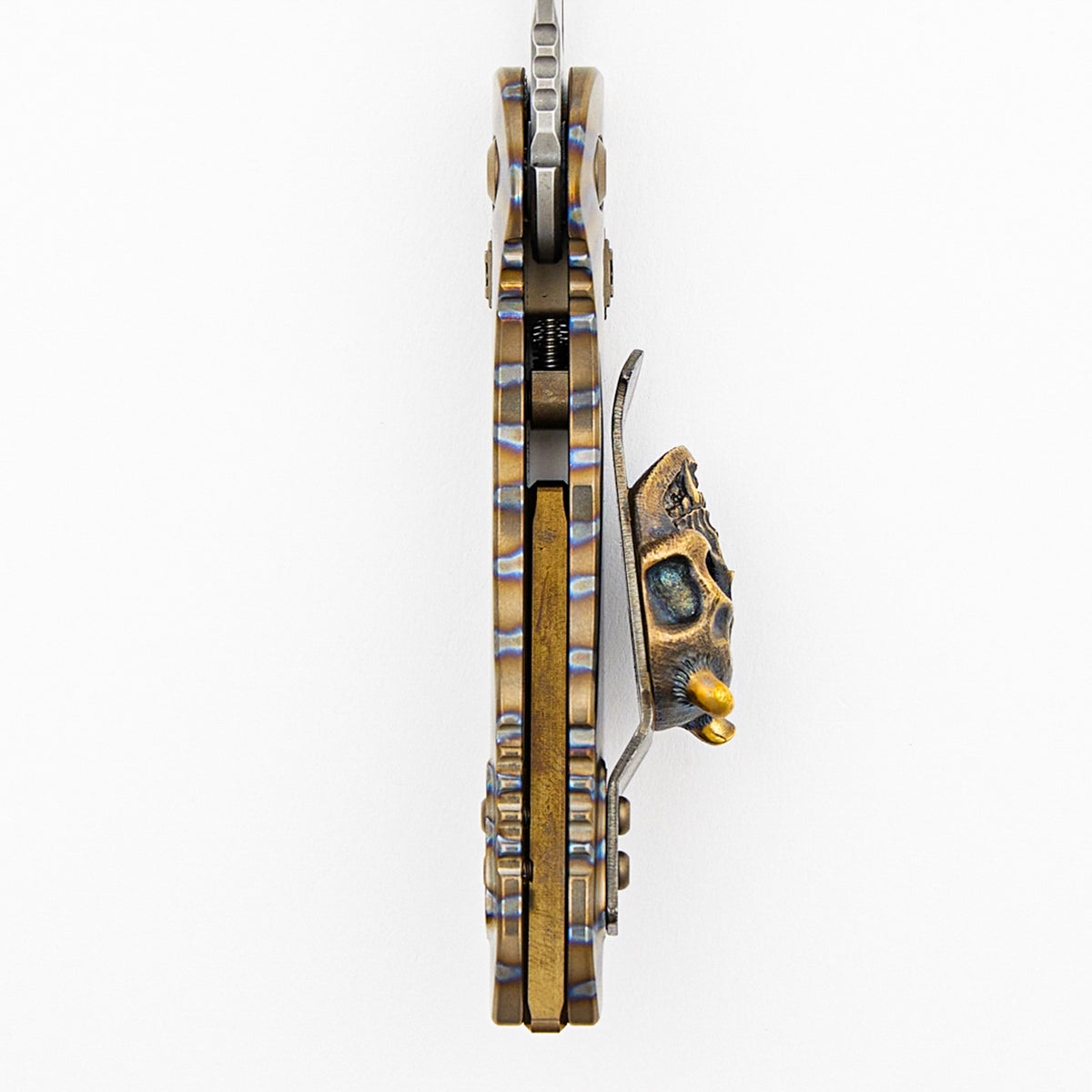 "Marfione Select" M-Stitch - RAM-LOK Stonewash Finish Flamed Slab Side Titanium W/ Bronze Accent - Steel Flame Clip