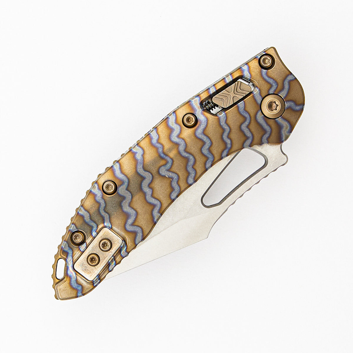 "Marfione Select" M-Stitch - RAM-LOK Stonewash Finish Flamed Slab Side Titanium W/ Bronze Accent - Steel Flame Clip