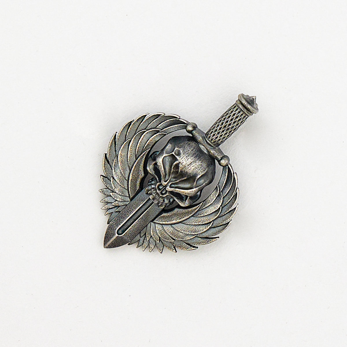 Silver Large Hard Warrior Guardian Pendant - Sterling Silver Ball Chain