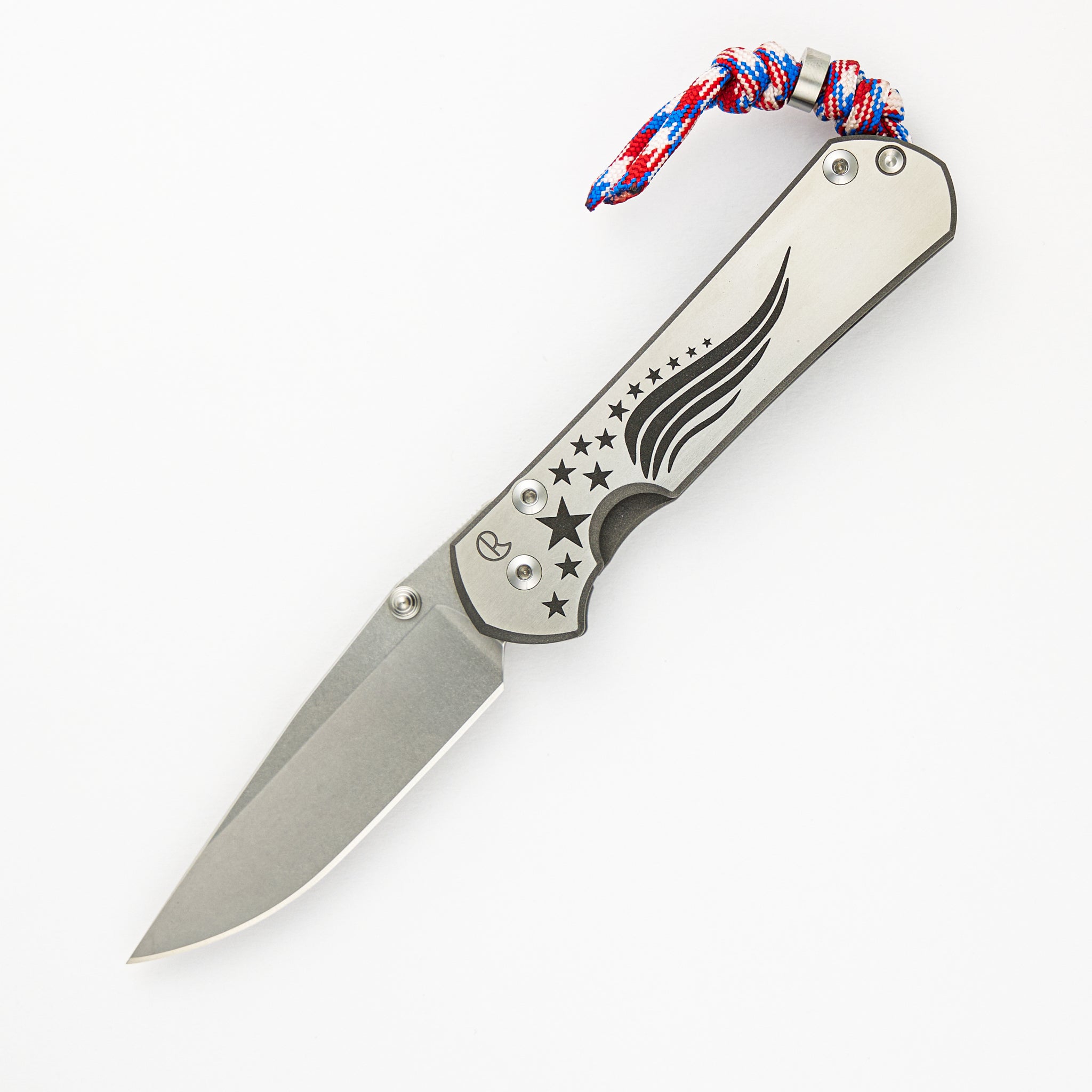 Chris Reeve Small Sebenza 31 - TNK Flag - Titanium Handle - Drop Point CPM MagnaCut Blade - Silver Single Lug