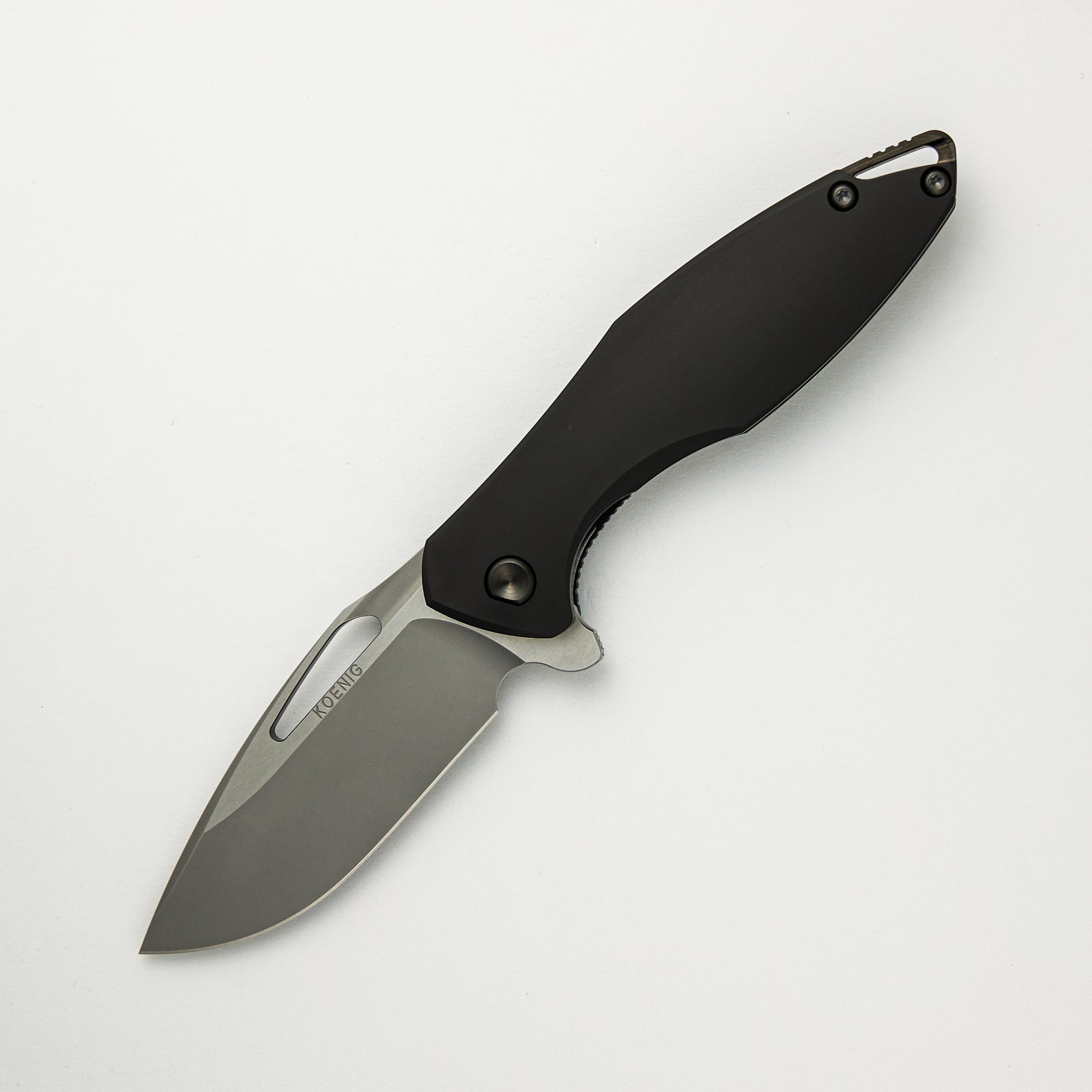 Koenig Arius - Smooth DLC Handle - M390 Burnished W/ Polished Flats Blade