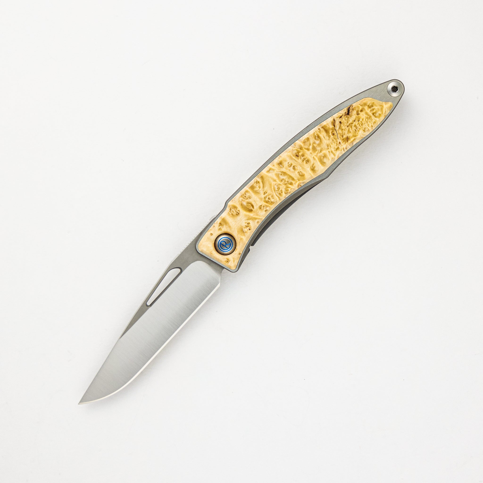 Mnandi - Titanium Handle - Box Elder Inlays - CPM S45VN Blade