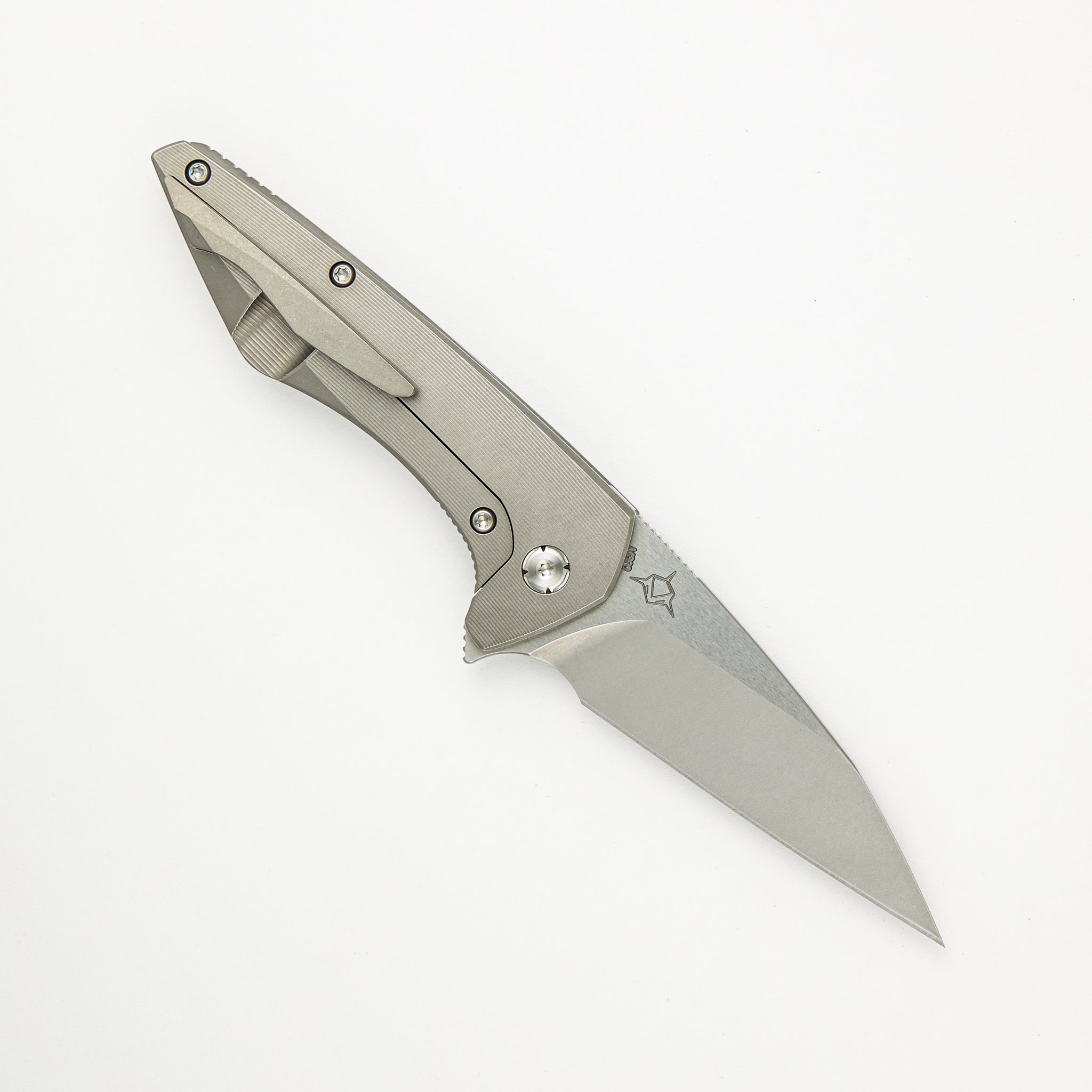 Mini Goblin - Smooth Burnished Titanium Handle - Burnished W/ Polished Flats M390 Blade