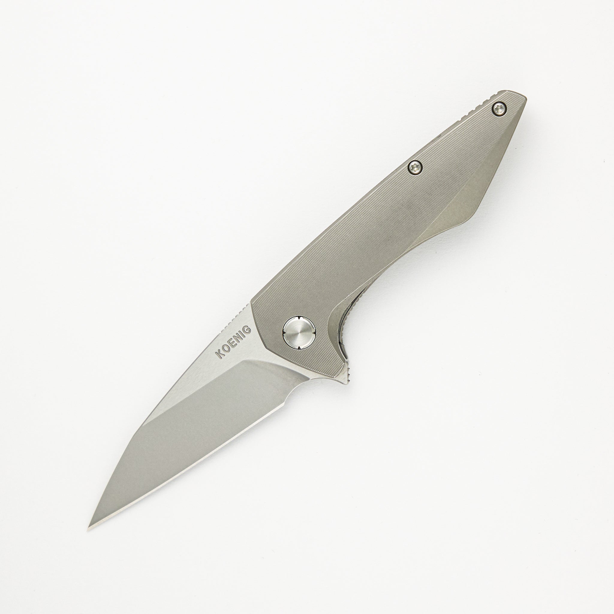 Mini Goblin - Smooth Burnished Titanium Handle - Burnished W/ Polished Flats M390 Blade