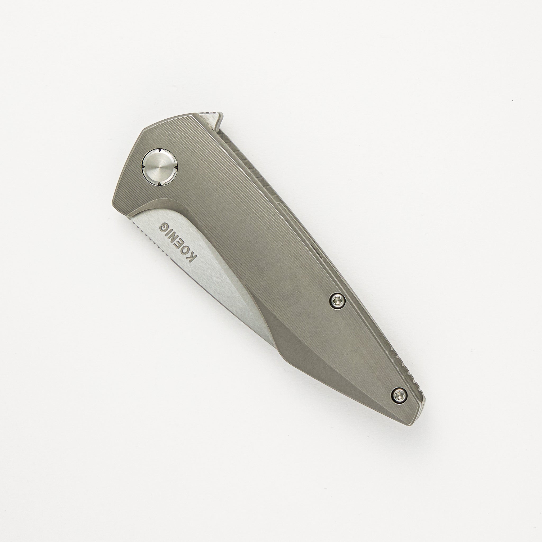 Mini Goblin - Smooth Burnished Titanium Handle - Burnished W/ Polished Flats M390 Blade