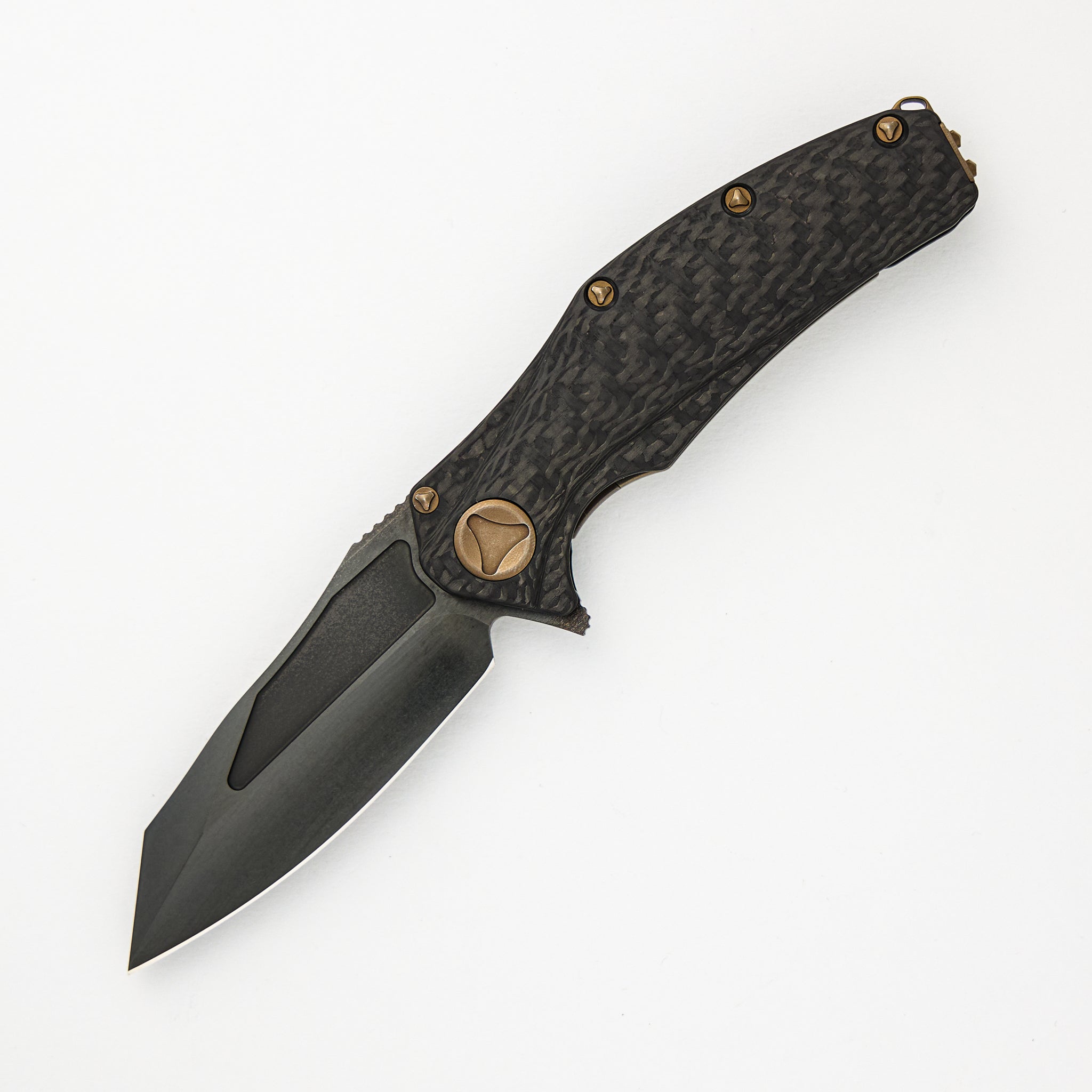 Marfione Custom Knives Mini Matrix - Hand Ground - Casidiam Hard Carbon Coating - Heat Colored Hardware