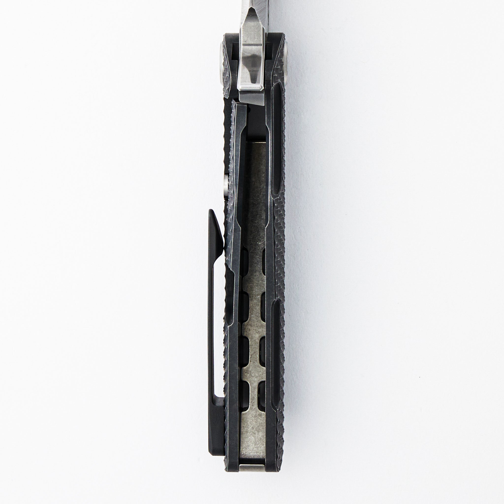 BC-1 - S35VN - Tum Std - Tumbled Black Titanium Handle