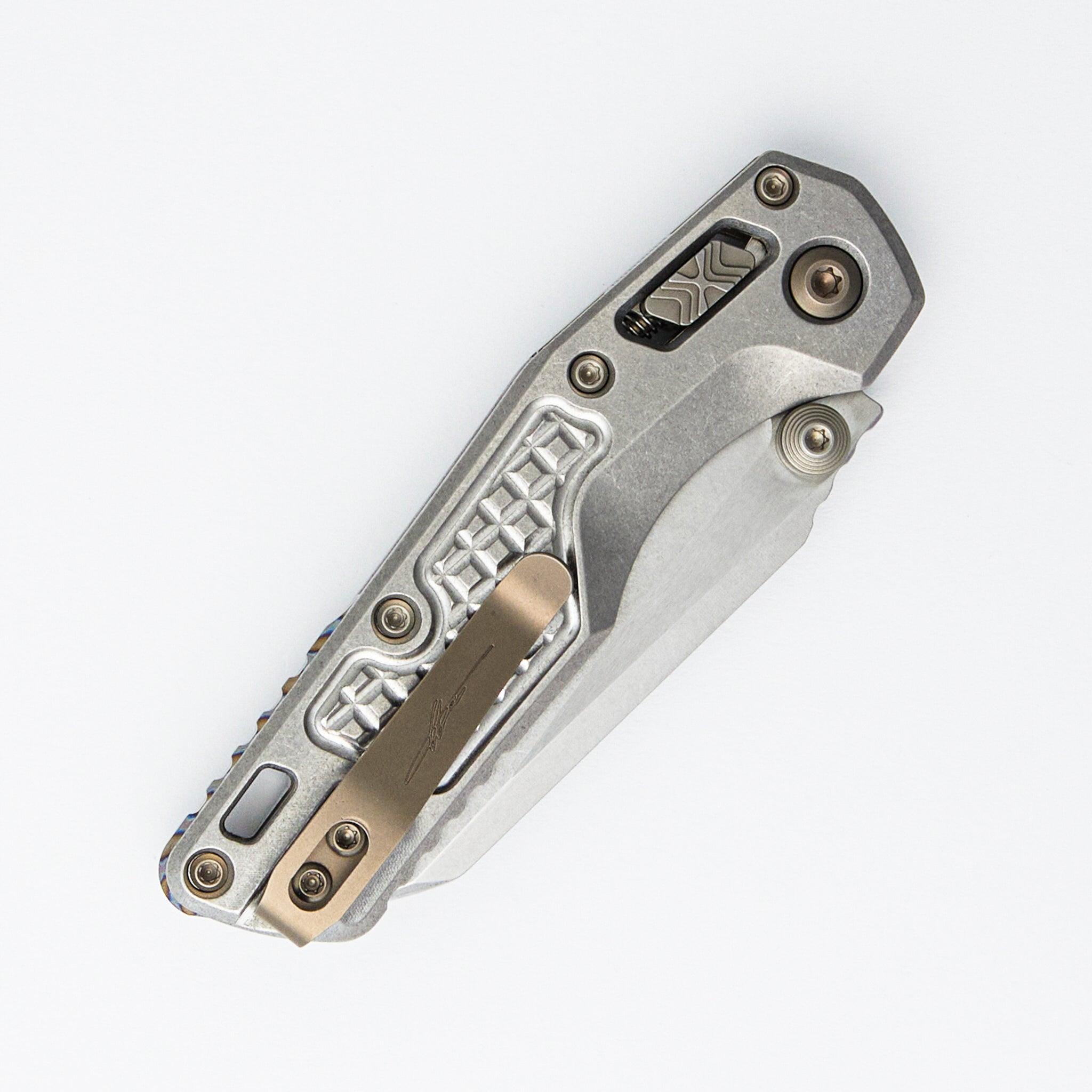 "Marfione Select" MSI Mini RAM-LOK Stonewash Finish Frag Pattern Titanium w/ Flamed Titanium Accent 210M-10FRMS5