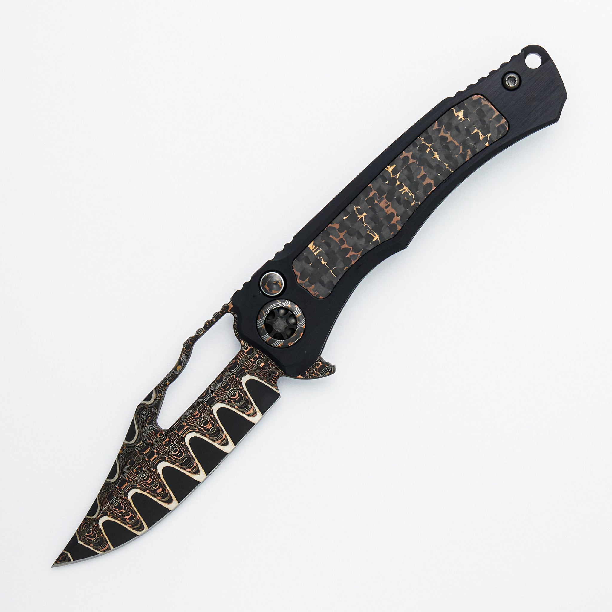 Custom Wraith V4 Manual - Bowie Edge Vegas Forge San Mai - Aluminum/Snake Skin Carbon Fiber Handle - S/N 24 of 25