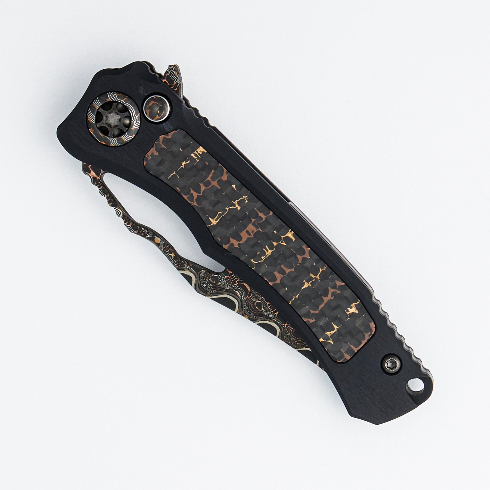 Custom Wraith V4 Manual - Bowie Edge Vegas Forge San Mai - Aluminum/Snake Skin Carbon Fiber Handle - S/N 24 of 25