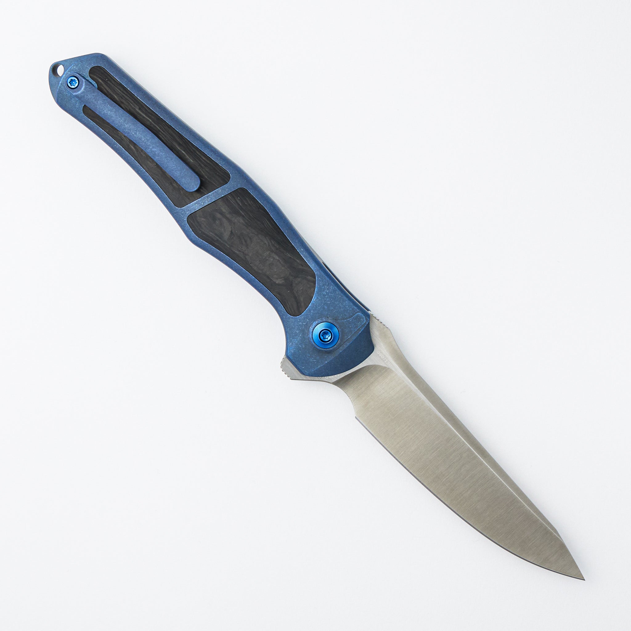 "Limited Edition" WE07B-1 702XI - Blue Titanium Integral Handle W/ Carbon Fiber Inlay - M390 Blade