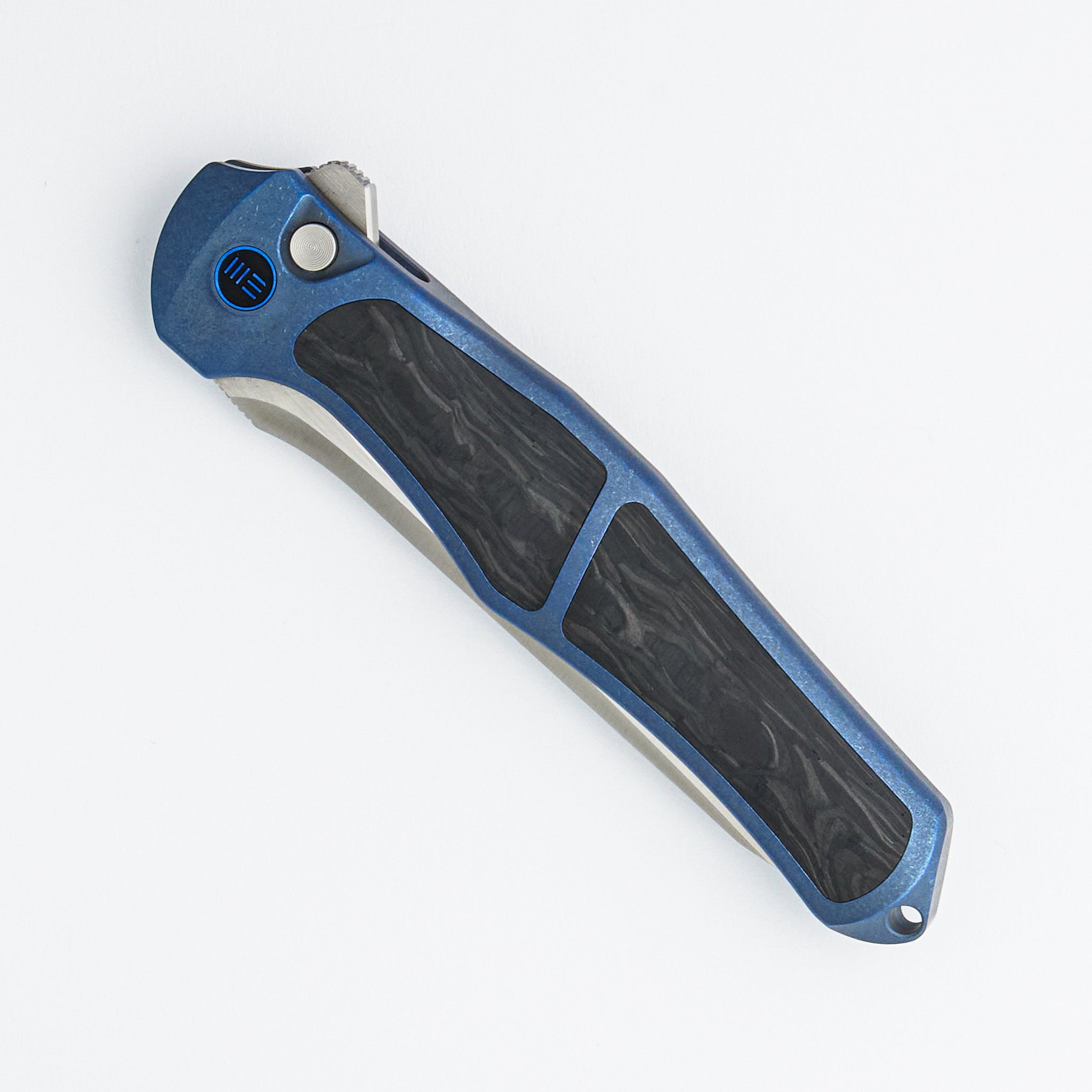 "Limited Edition" WE07B-1 702XI - Blue Titanium Integral Handle W/ Carbon Fiber Inlay - M390 Blade