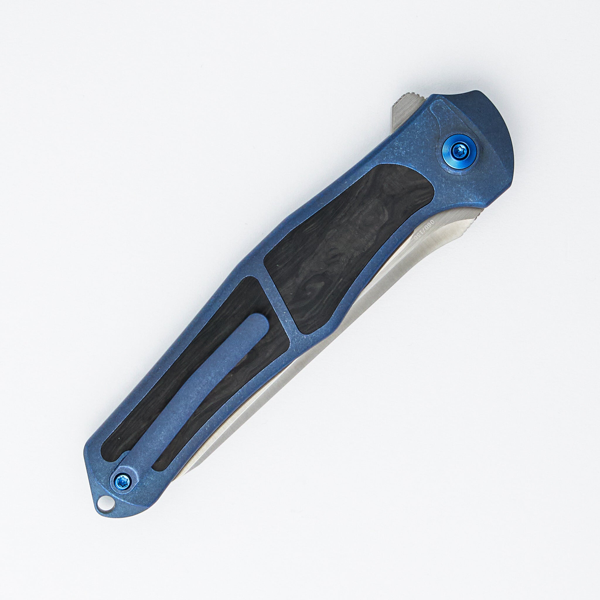 "Limited Edition" WE07B-1 702XI - Blue Titanium Integral Handle W/ Carbon Fiber Inlay - M390 Blade