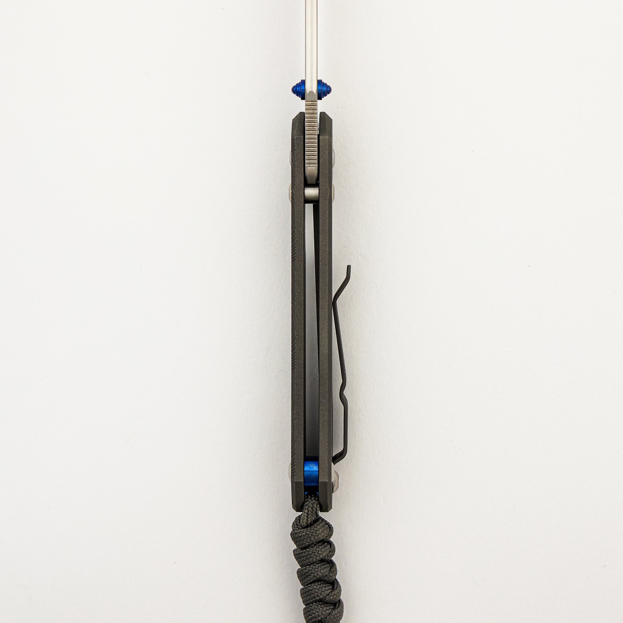 Small Sebenza 31 Prometheus Design Werx - Tanto CPM MagnaCut Blade - "Wave" Titanium Handle - Blue Double Thumb Lugs