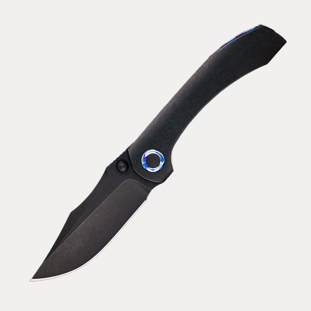 Brian Brown Design Raptor – Tumbled Black PVD Titanium Handle – Tumbled Black PVD M390 Blade