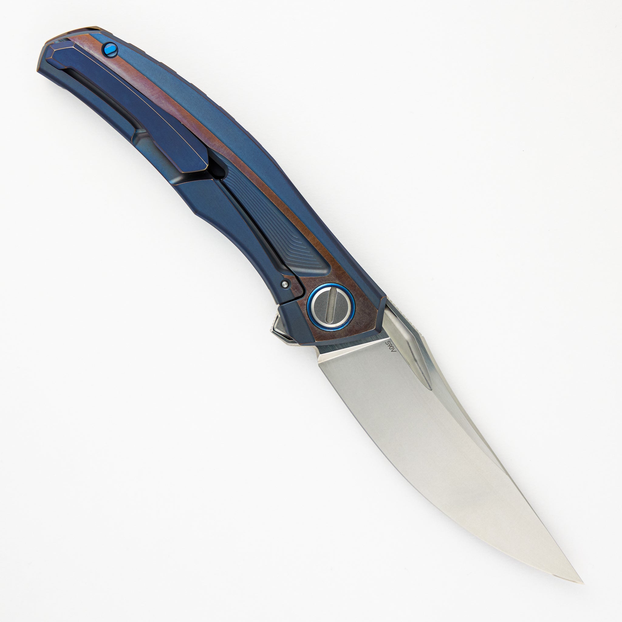 Shirogorov Quantum Custom Division - Blue/Bronze Titanium Handle - S90V Blade - SRRBS