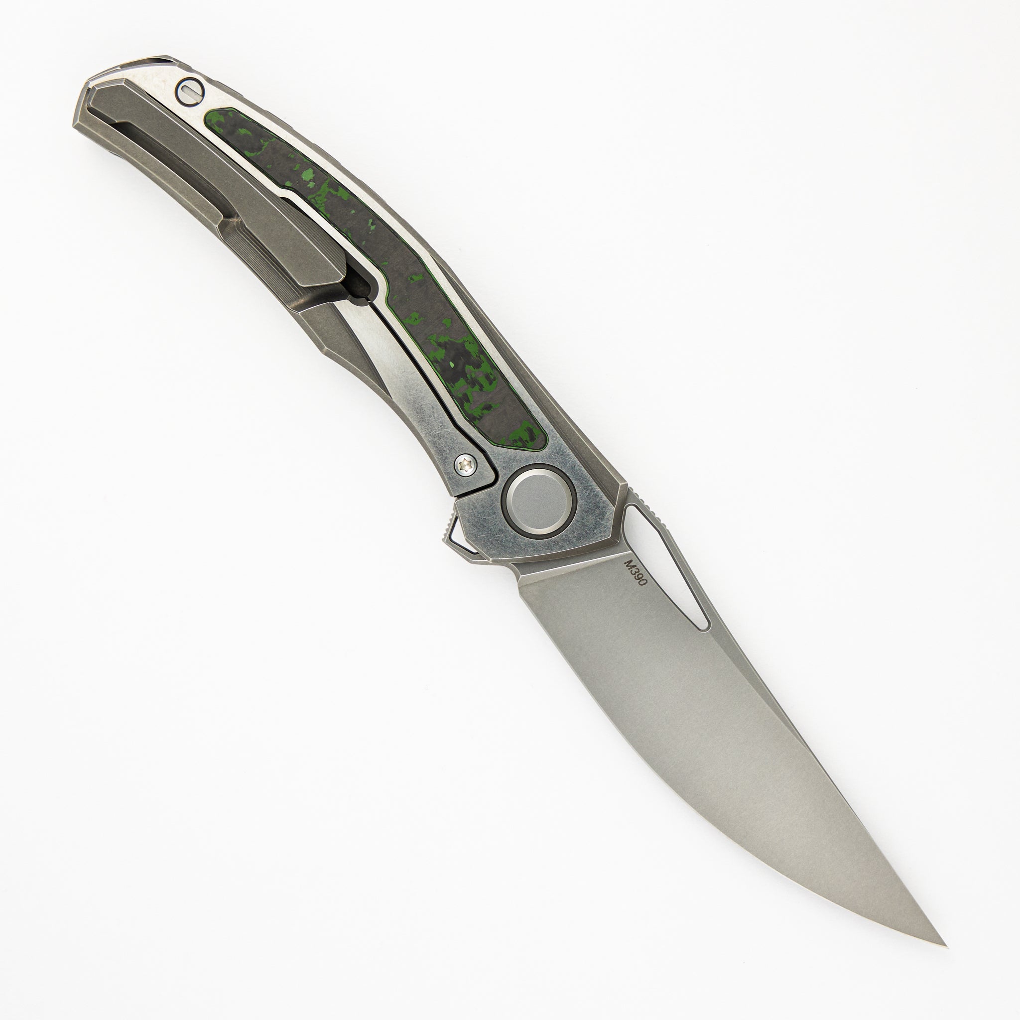 Shirogorov Knives Quantum - Titanium/Jungle Wear Carbon Fiber Handle - M390 Blade - MRBS