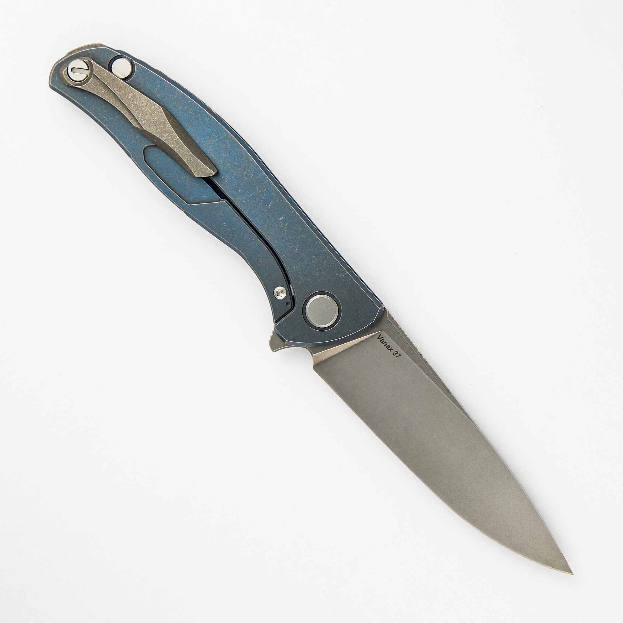 Shirogorov Hati R - Blue Twill Carbon Fiber Handle - Vanax 37 Blade - MRBS