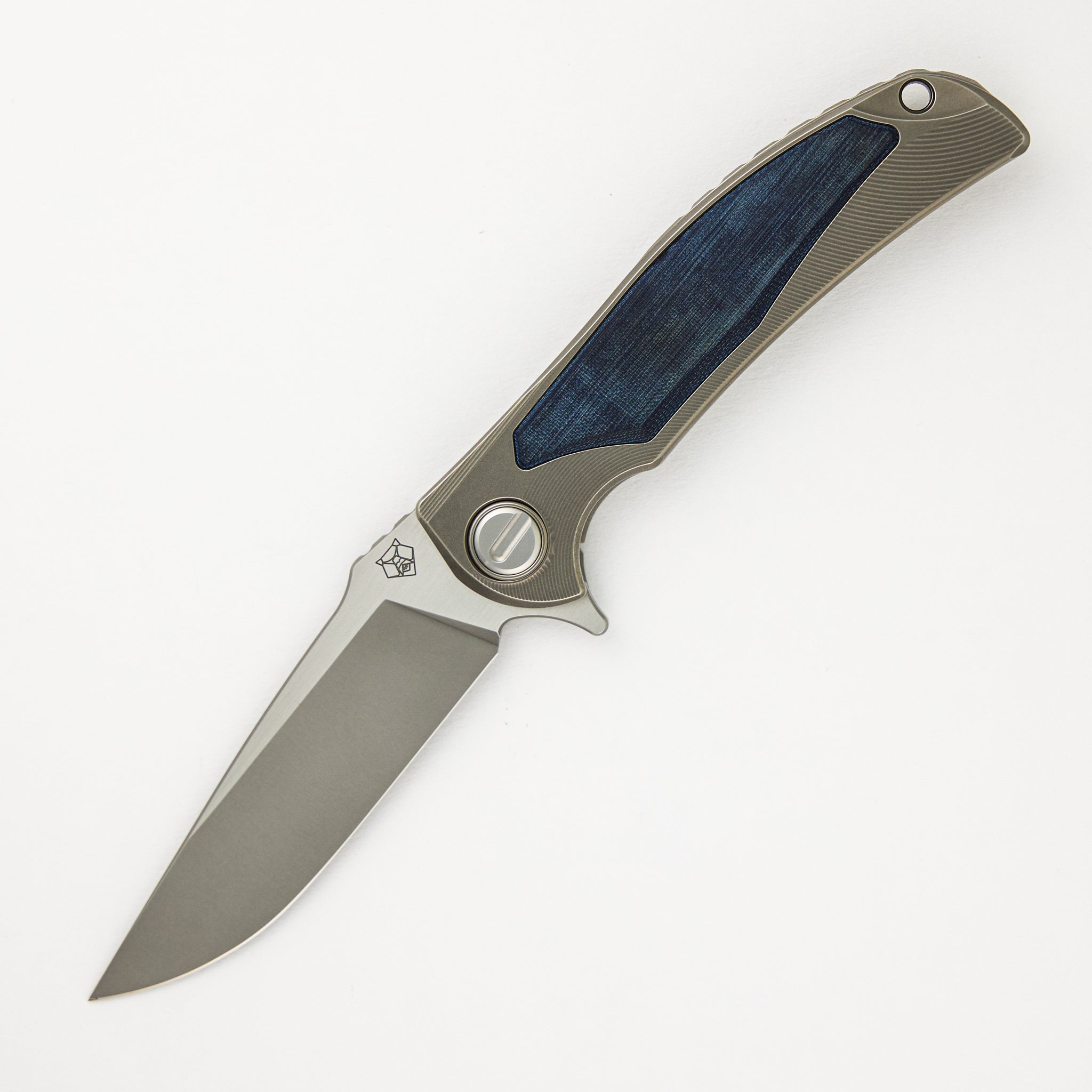 Shirogorov "Limited Edition" RJ Martin Design Denim Overkill - S90V Blade - Titanium Handle W/ Jeans Micarta Inlays - SRRBS