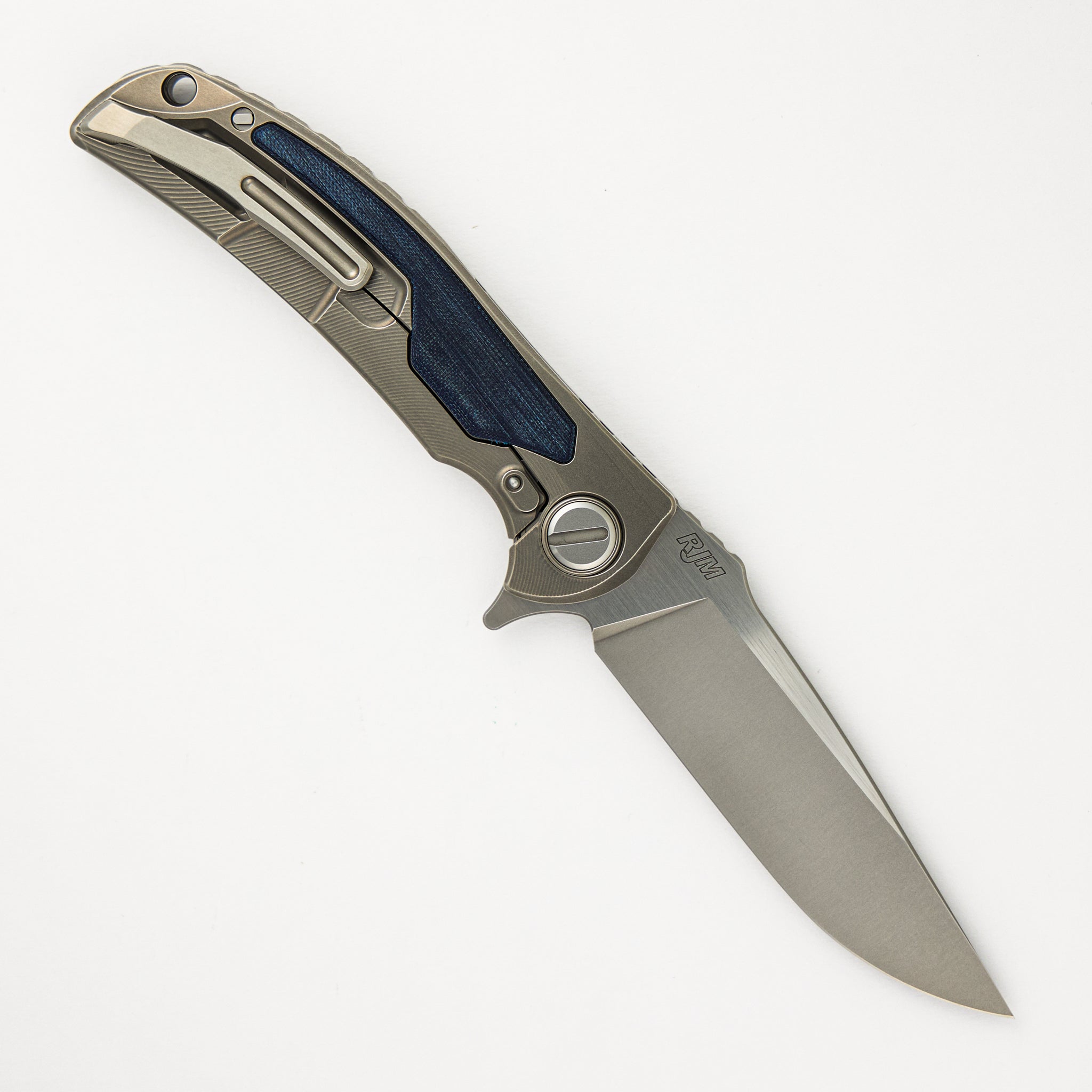 Shirogorov "Limited Edition" RJ Martin Design Denim Overkill - S90V Blade - Titanium Handle W/ Jeans Micarta Inlays - SRRBS