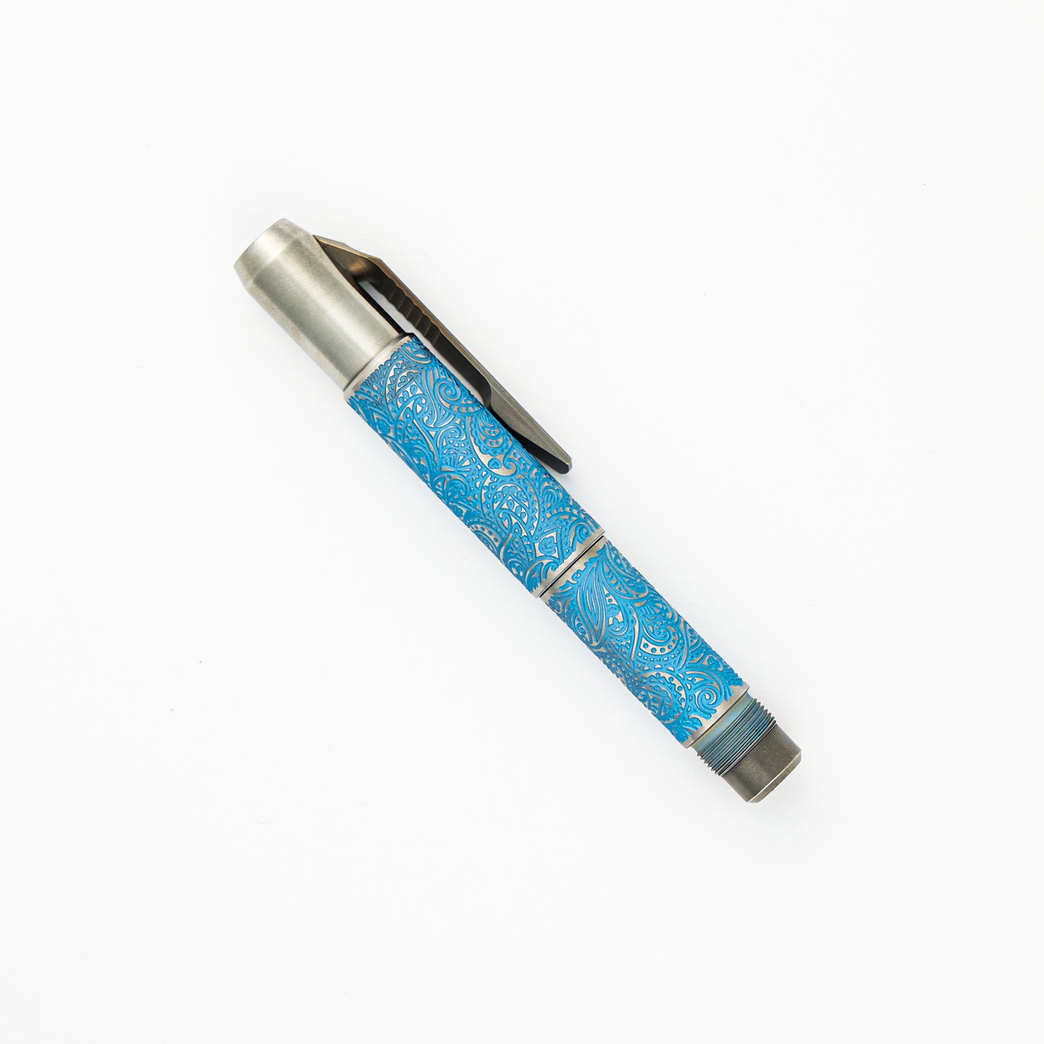 Shirogorov Knives / Ti2 Design Titanium Pivot Tool Pen - Paisley Engraved